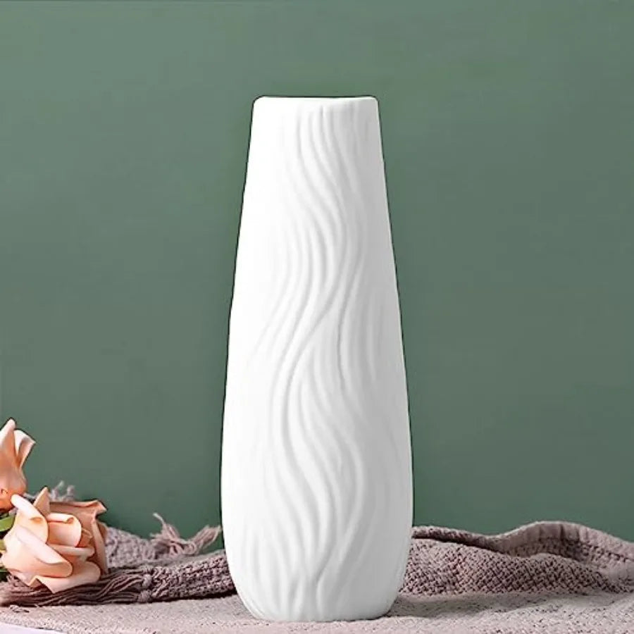 Ceramic Vase, 8.4" H, Artistic Flower Vase Classic Style for Fireplace Bedroom Kitchen Living Room Centerpieces Office Desk