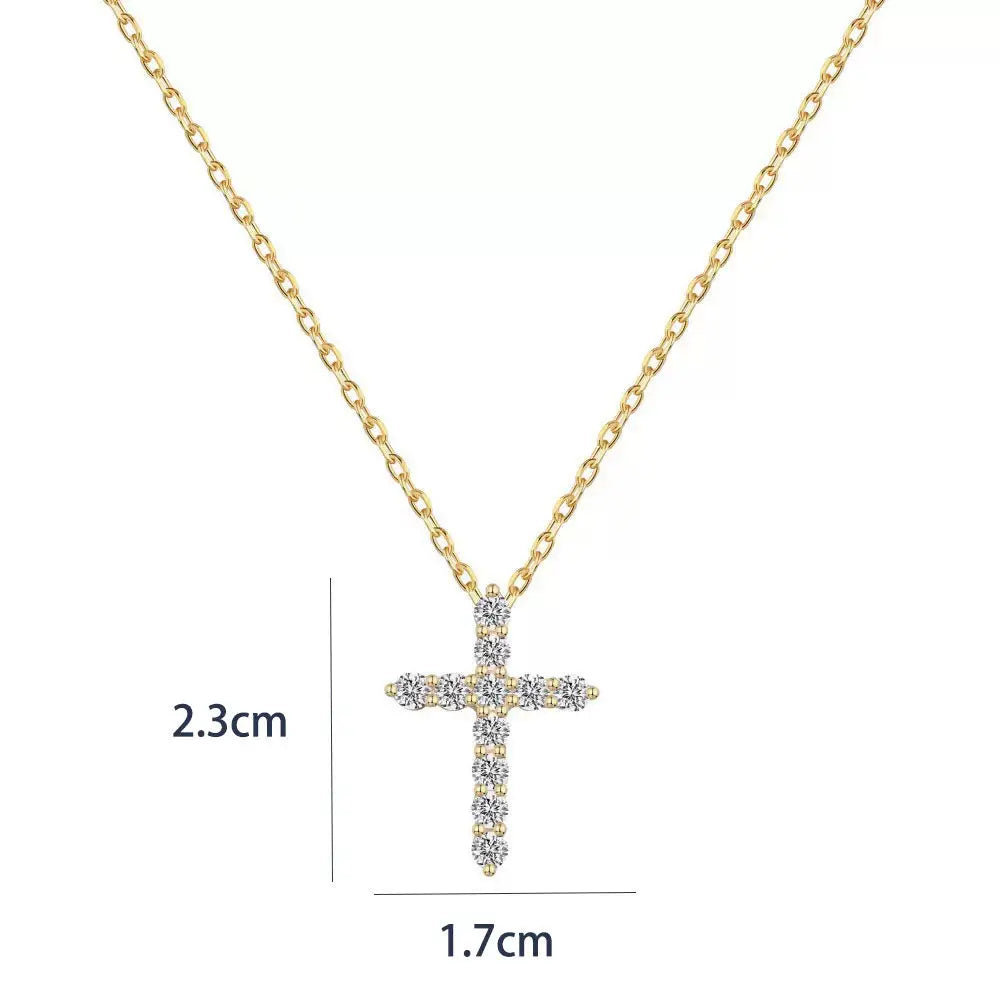 Cultivate diamond high-end cross necklace 925 pure silver K gold lock bone chain
