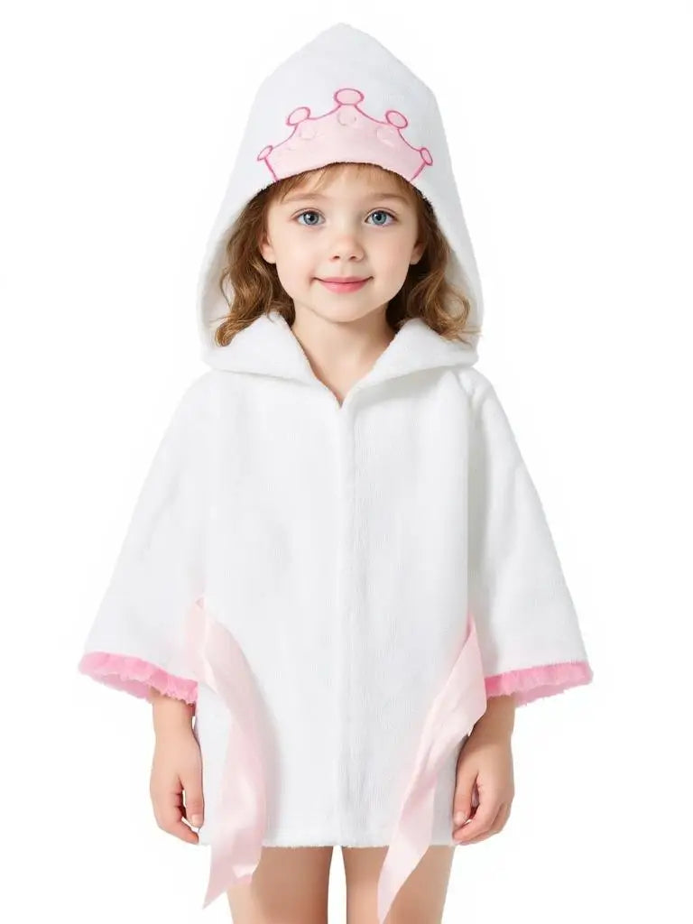 Girl Bathrobe Wash Waddle Princess Crown Hooded Towel Terry Newborn Blankets Bath Robes 0-5Years Ultra Absorbent