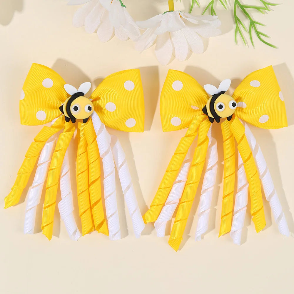 2Pcs Cute Bees Ladybug Hair Clips Insect Ponytail Hairpin Girls Kids Children Trendy Animal Playful Headwear Hair Accessories for Women