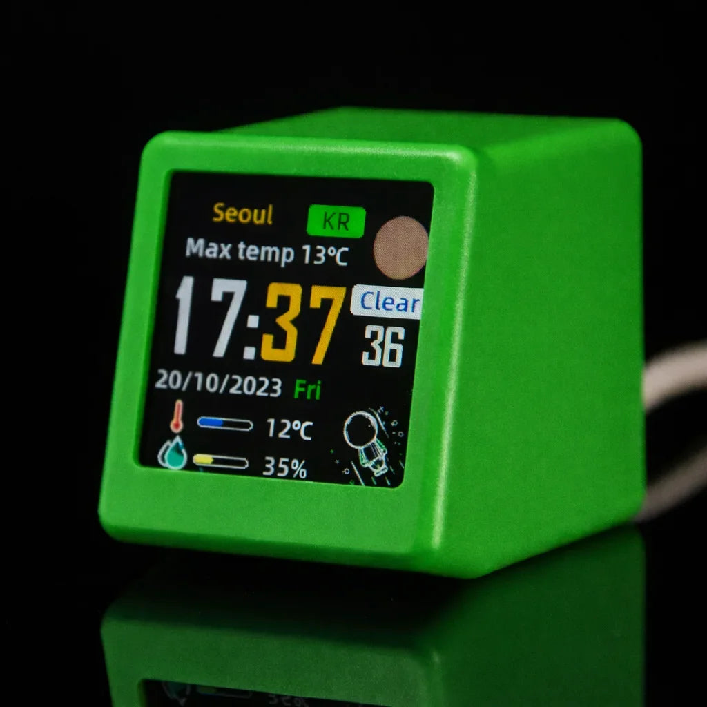 Super Cool Mini WiFi Desktop Weather Digital Clock Station with IPS LCD Screen Gadget for Decoration