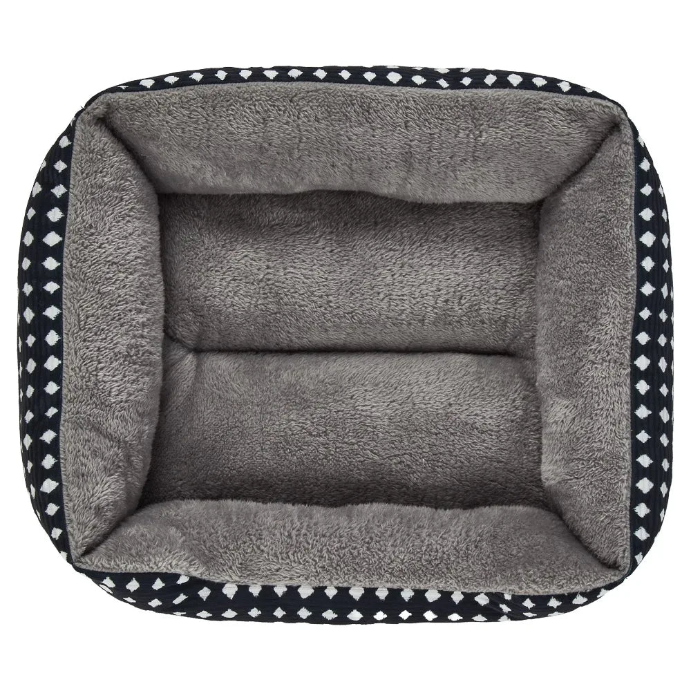 Cozy Cat Dog Bed Small Cuddler Pet Mat Washable Black White Diamond Pattern 19x15 Inch Soft Plush Cushion for Puppy Kitten