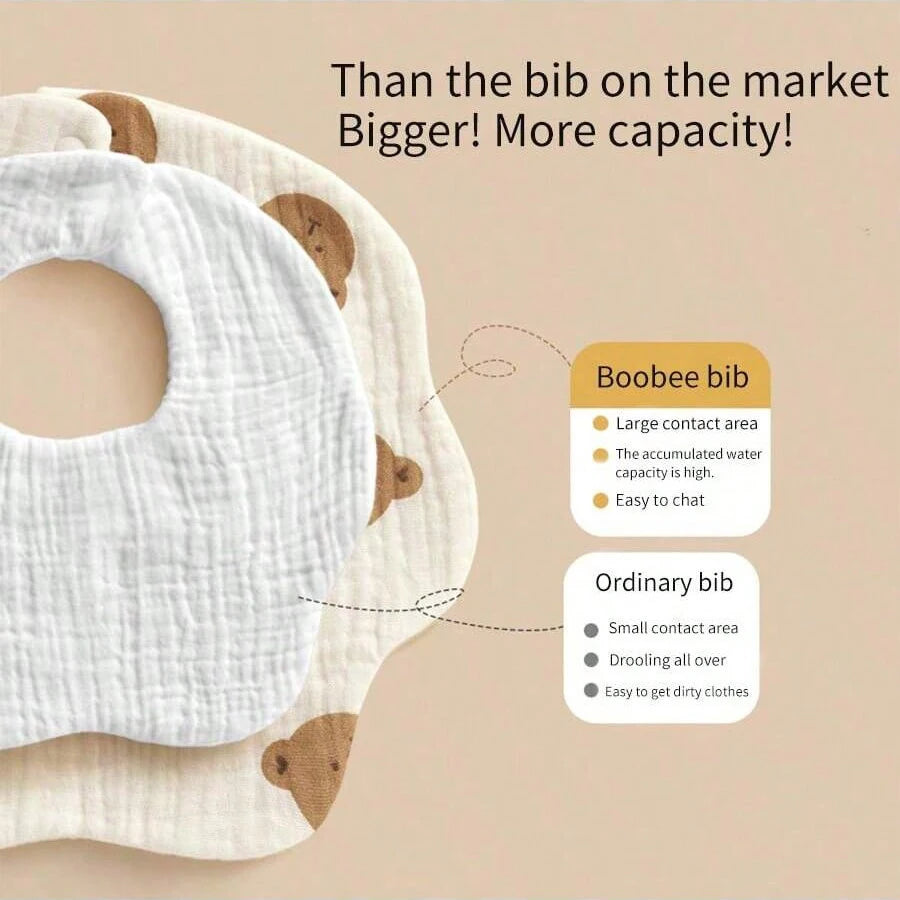 4Pcs Ultra-Soft and Comfortable Baby Bibs, Suitable for Ages 0-3, with Snap Button Design, Washable-Machine Washable, Newborn Gauze Drool Bibs-Waterproof Spit-Up Bibs for Babies, Ultra-Soft Autumn and Winter Bibs, Perfect Bab