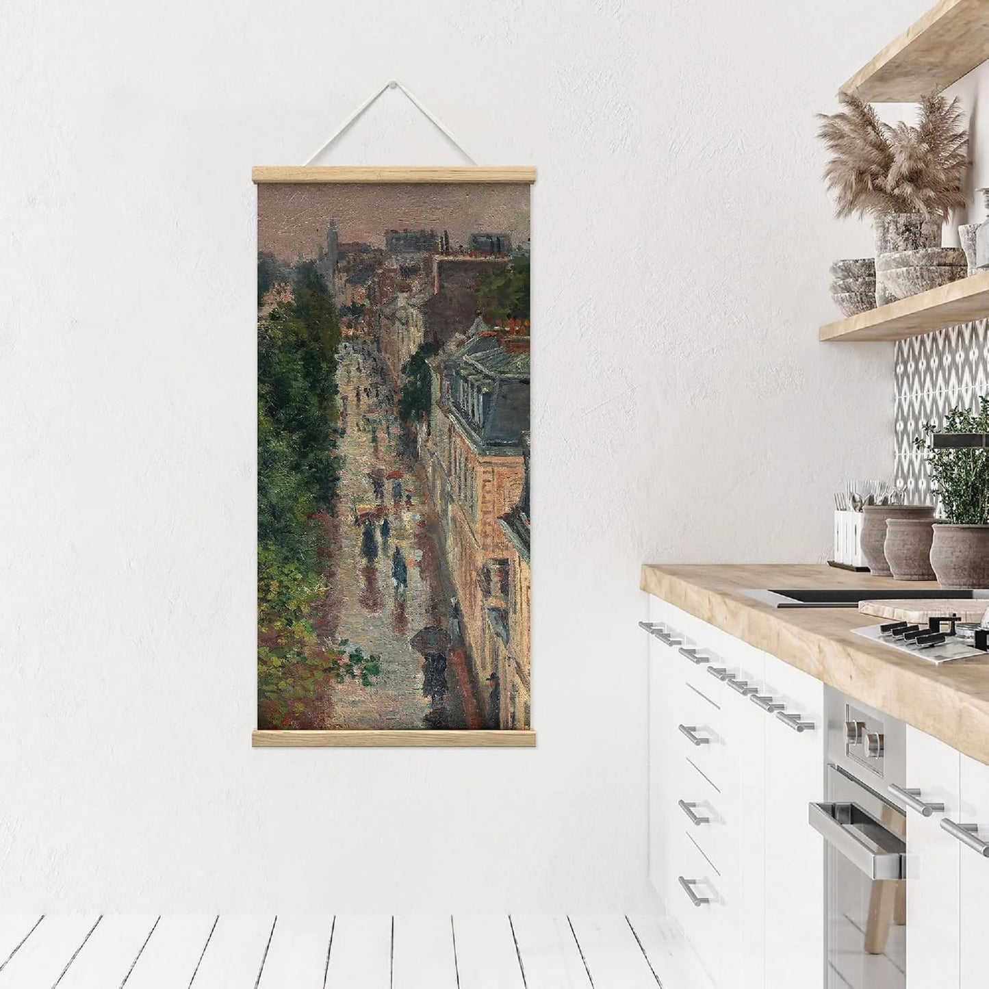 Wooden Framed Hanging Poster Bustling City Street Scene Wall Picture Poster Artwork for Home