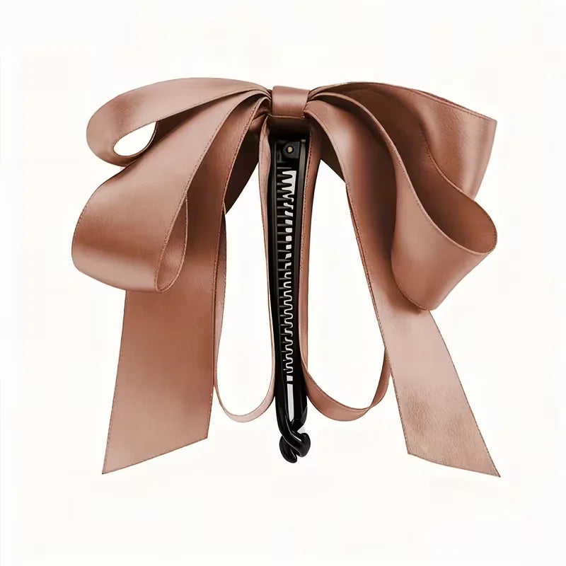High end satin bow tassel hair clip Y2K style hairstyle decoration ponytail accessory for women Valentine's Day gift