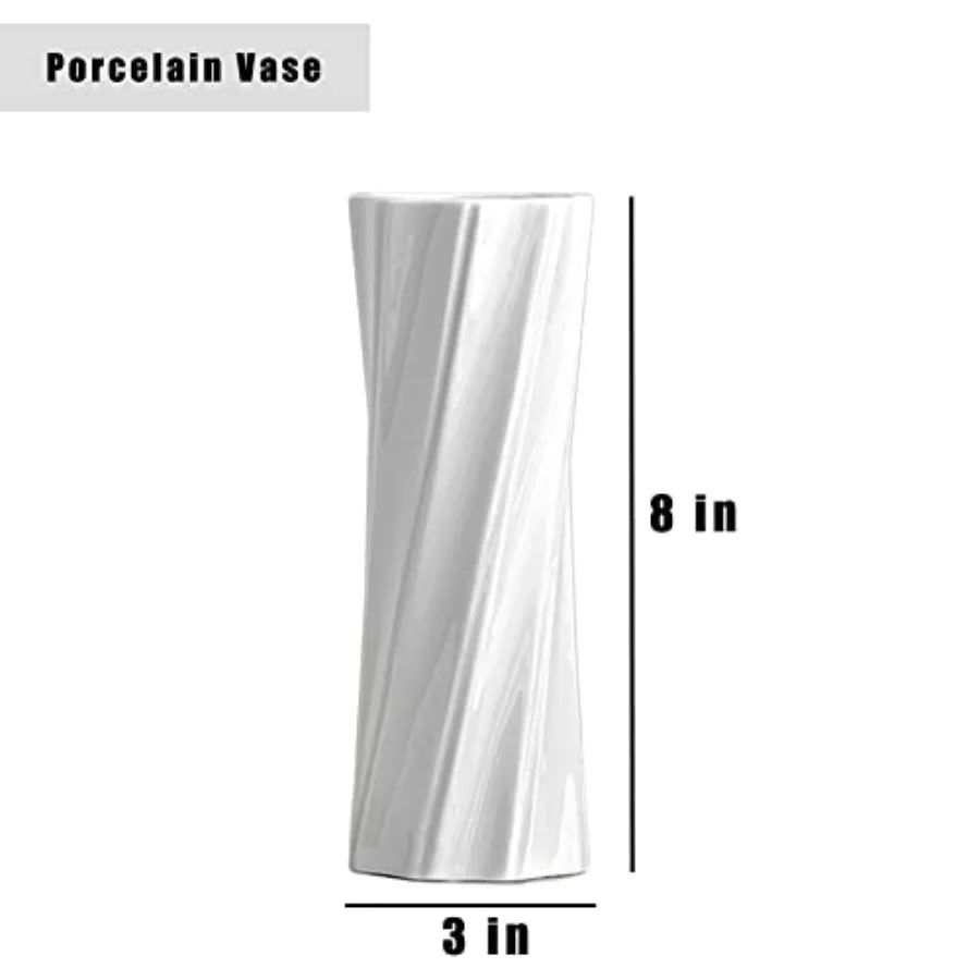 Ceramic Vase, 8" H, Artistic Flower Vase Classic Style for Fireplace Bedroom Kitchen Living Room Centerpieces Office Desk