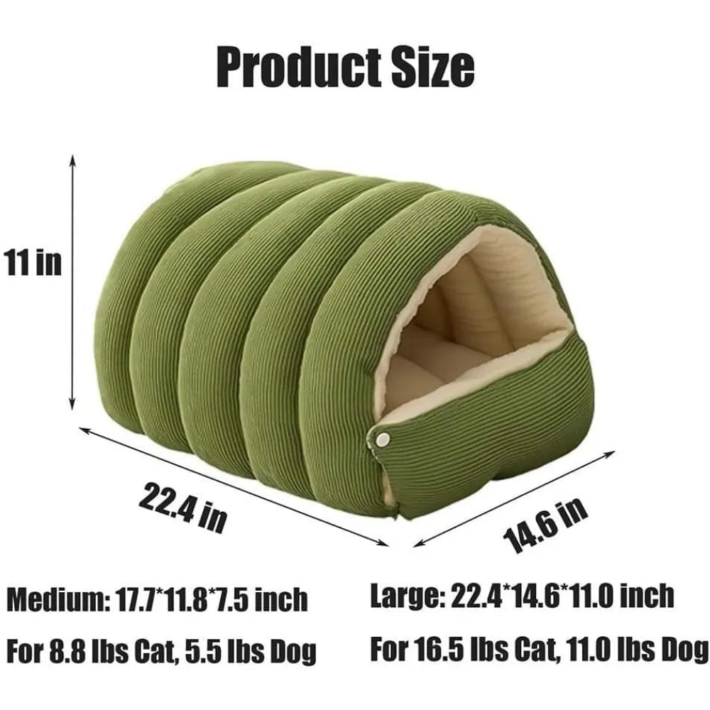 Cozy Winter Cave Dog Bed: Enclosed Plush Cover for Dogs and Cats, Removable Washable, Suitable for Small to Large Pets