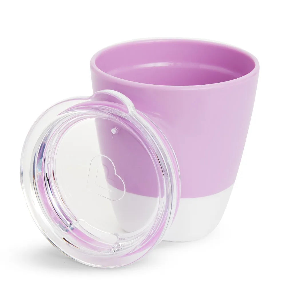 Training Sippy Cup for Toddlers 7oz Leak Proof Spill Proof Open Cup with Lid Purple Baby Water Milk Juice Cup