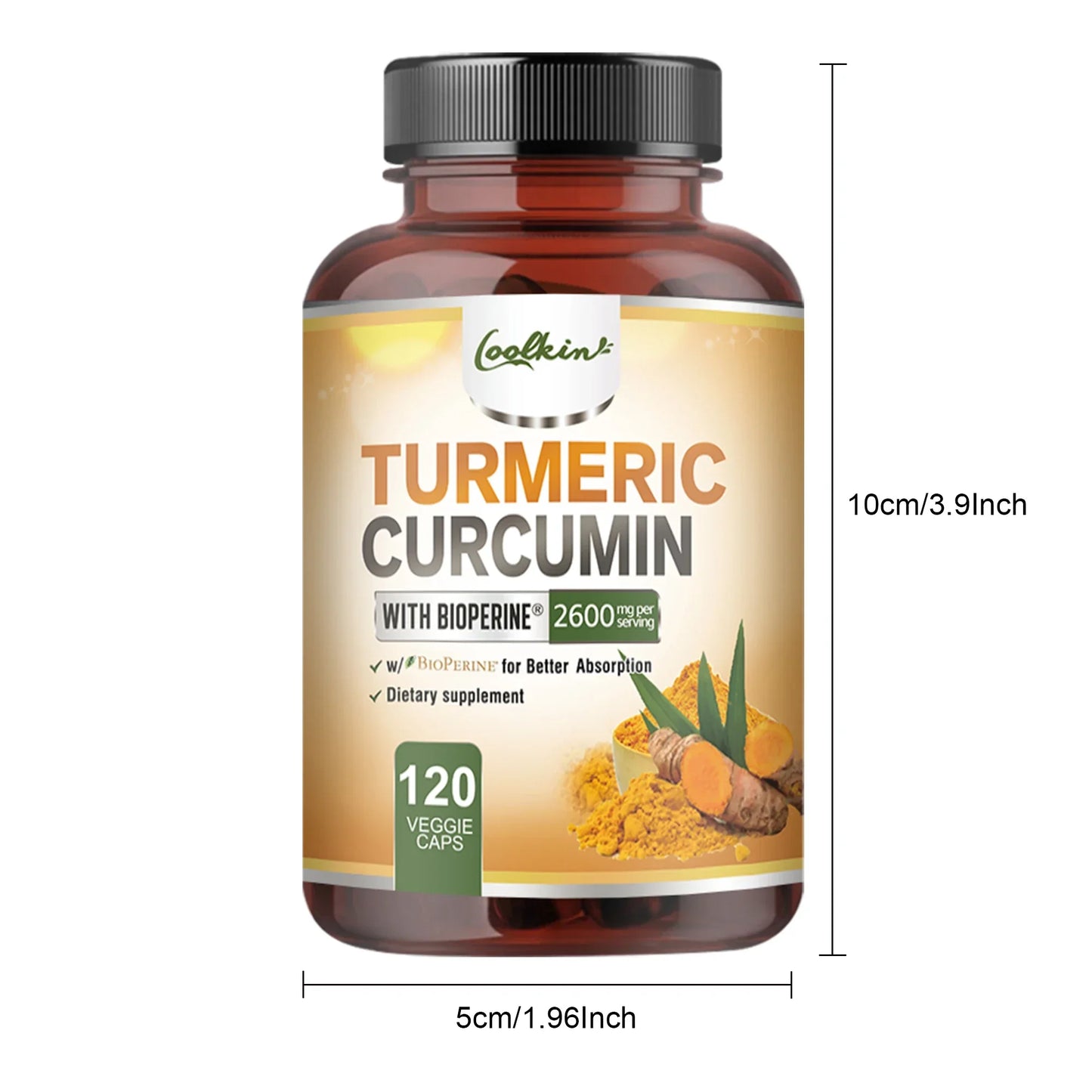 Turmeric Curcumin 2600mg - Helps Promote Joint and Heart Health, Improve Mobility, and Enhance Absorption - 120 Capsules