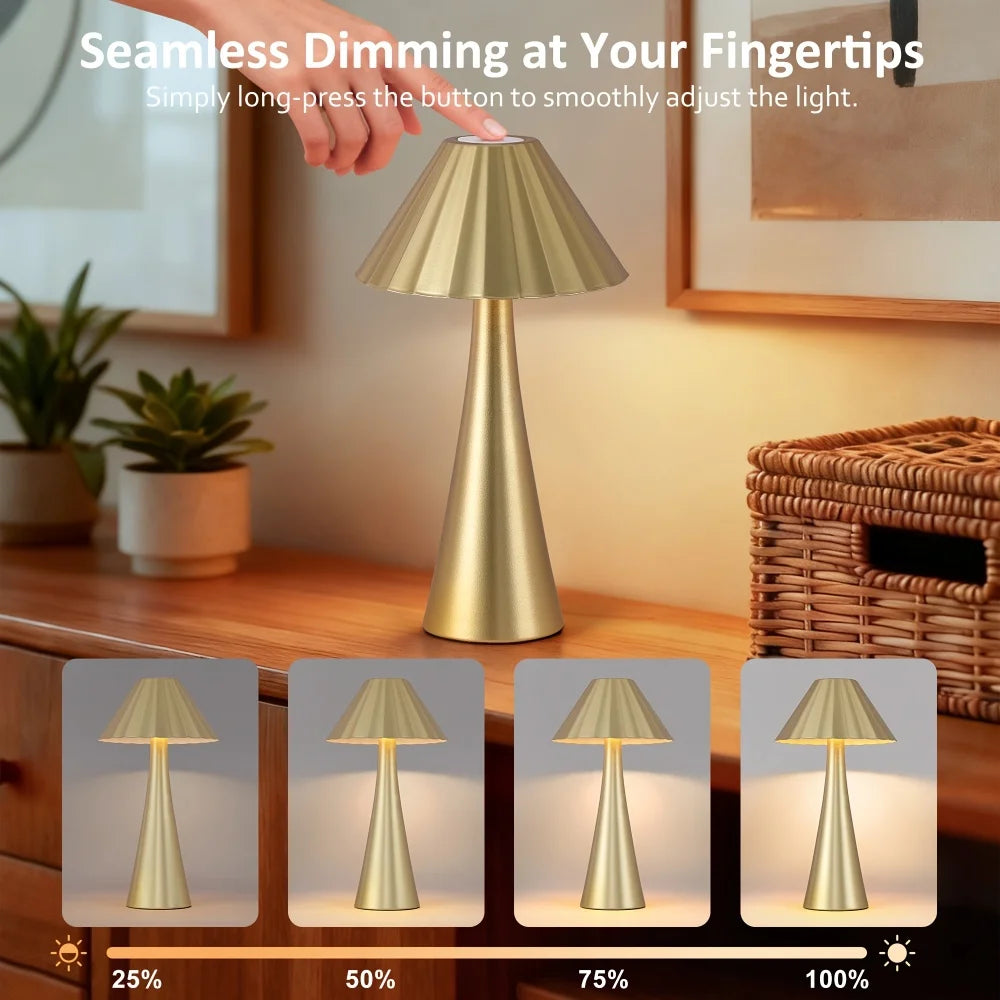 26.5 Inch Modern Mini Table Lamp Set Of 2, Small Nightstand Lamp With Top Touch Control and USB Charging, Metal Desk Lamp with Dimmable LED Light For Living Room, Bedroom, Office, Study, Outdoor