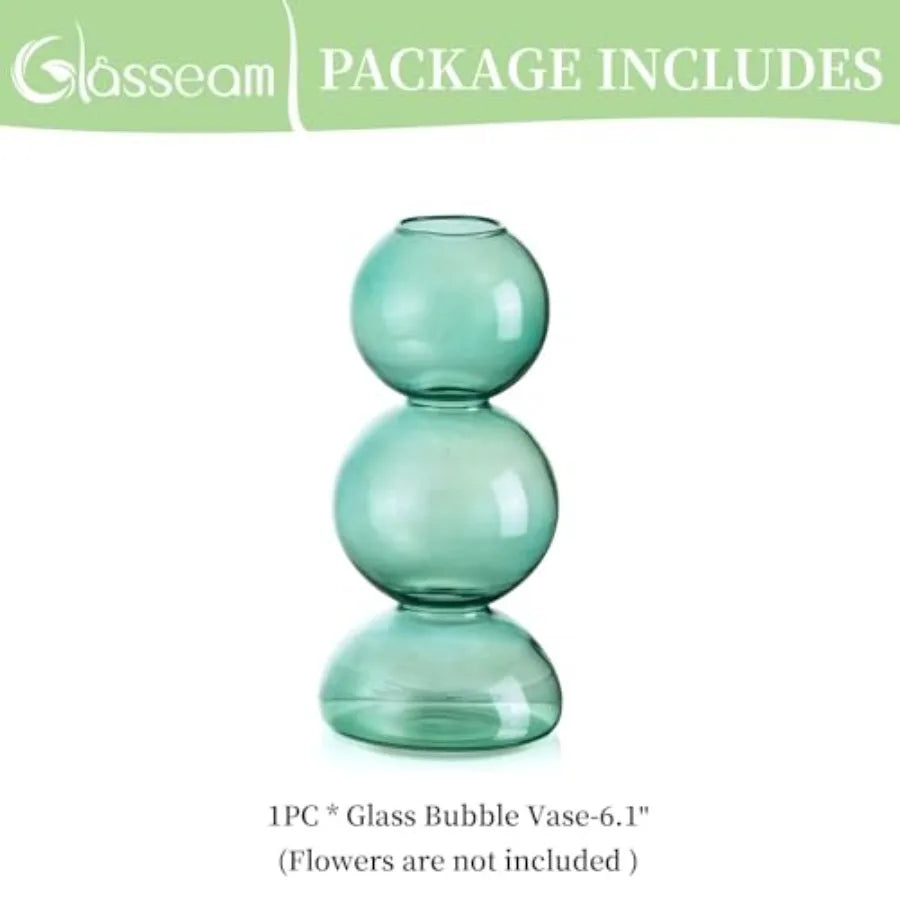 Glassseam Glass Vases for Flowers, Bud Vases for Decor, Cute Small Vase, Modern Aesthetic Vase, Unique Round Flower Vase, Decor