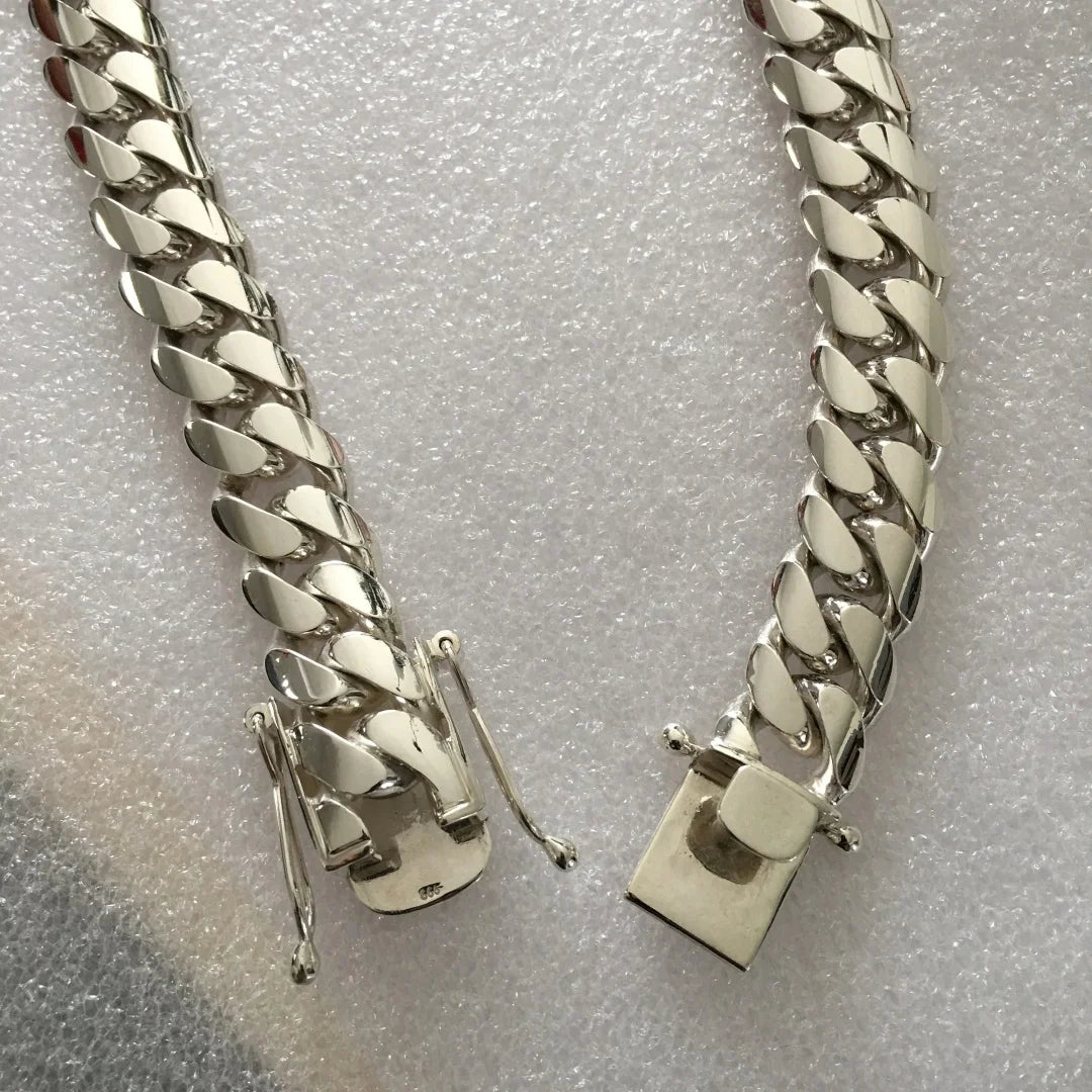 1pc 22mm Big Heavy Rhombus Cuban Link Chain Necklaces for Men Hip Hop Bling Rapper Jewelry Silver Color