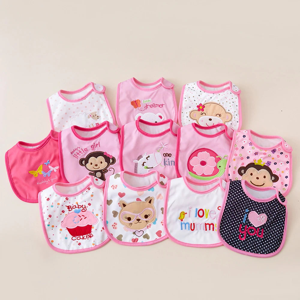 Random 5Pcs Soft Baby Adjustable Bibs Infant Bib Newborn Burp Cloths Bandana Scarf for Kids Boy Girls Feeding Saliva Towel