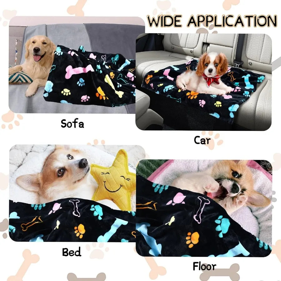 Dog Blankets for 3 Pack Large Medium Pet Cat Soft Fuzzy Washable Blanket Comfort Flannel Suitable for Dogs Kennels Beds Sofas F