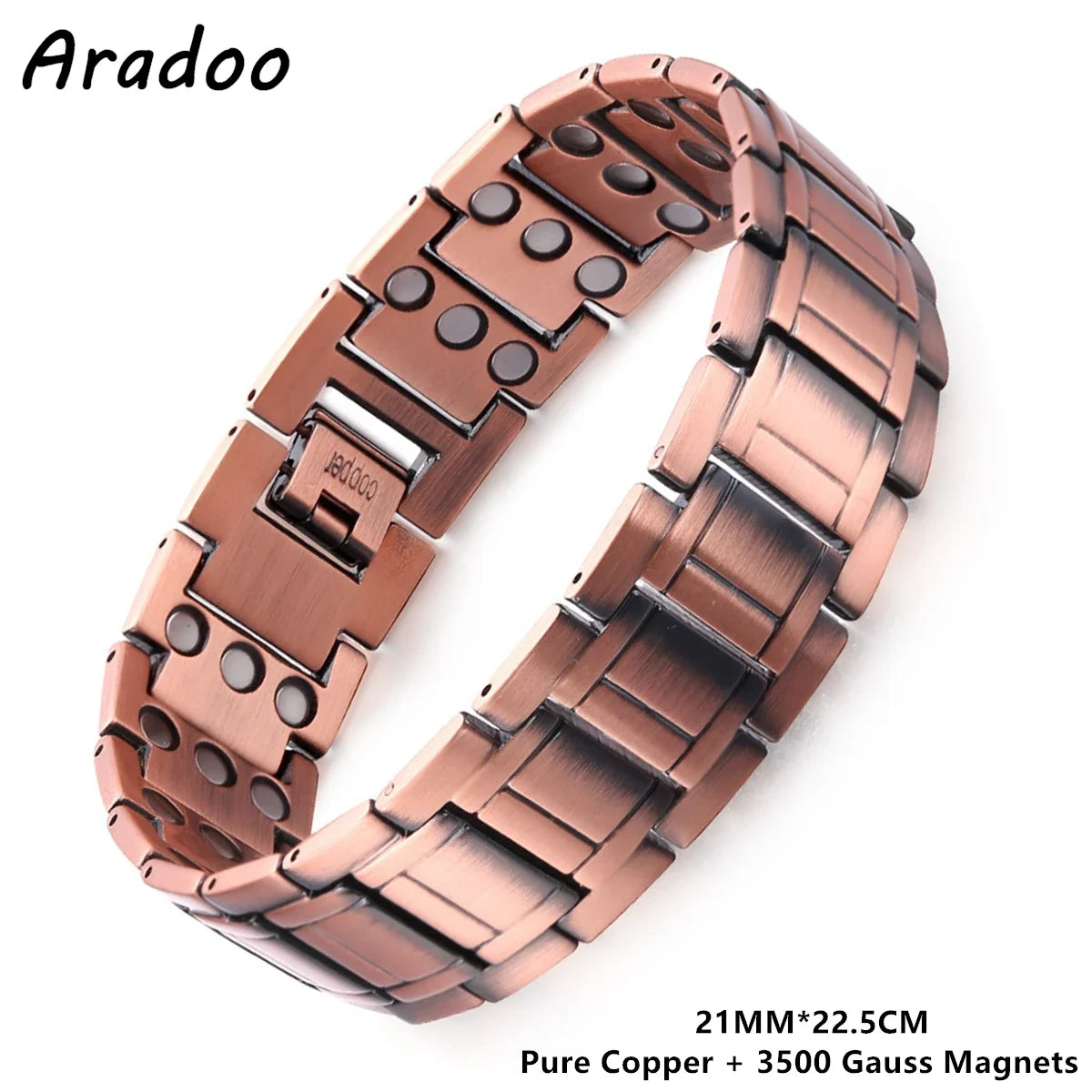 ARADOO Copper Bracelet for Men Pure Copper Neodymium Magnetic Link Bracelets Jewelry Gift
