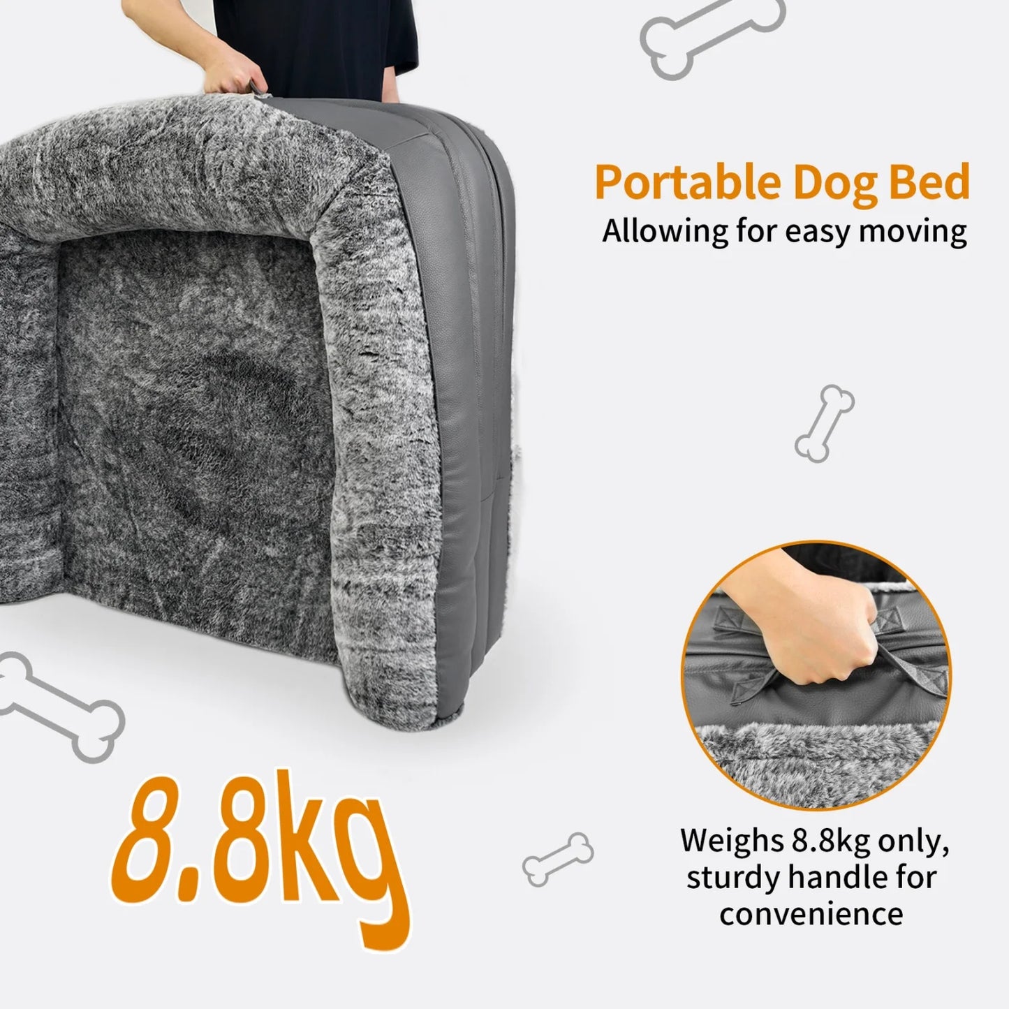 180cm Long Human Dog Bed Fits Adults and Pets Foldable Orthopedic Pet Bed Plush Cushion Cover with Bolster