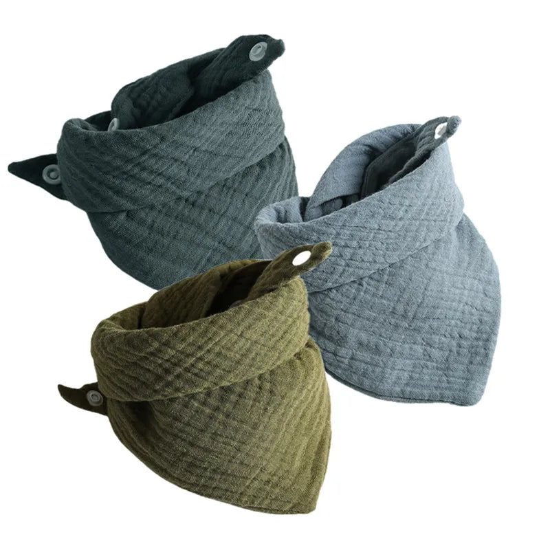 3Pcs/lot Baby Muslin Bibs Soft Cotton Solid Color Bibs Saliva Towel Boys Girls Feeding Apron Bandana Drool Stuff Bibs