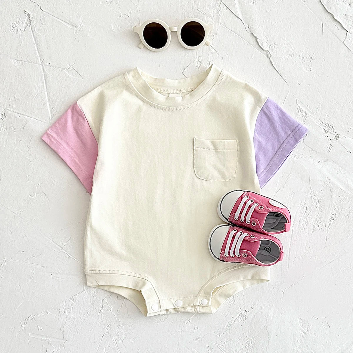 Summer Baby Clothes Romper Short Sleeved Triangle Bodysuit Cotton Kids Clothing Newborn Boys Girls Pocket Jumpsuit 0-18M