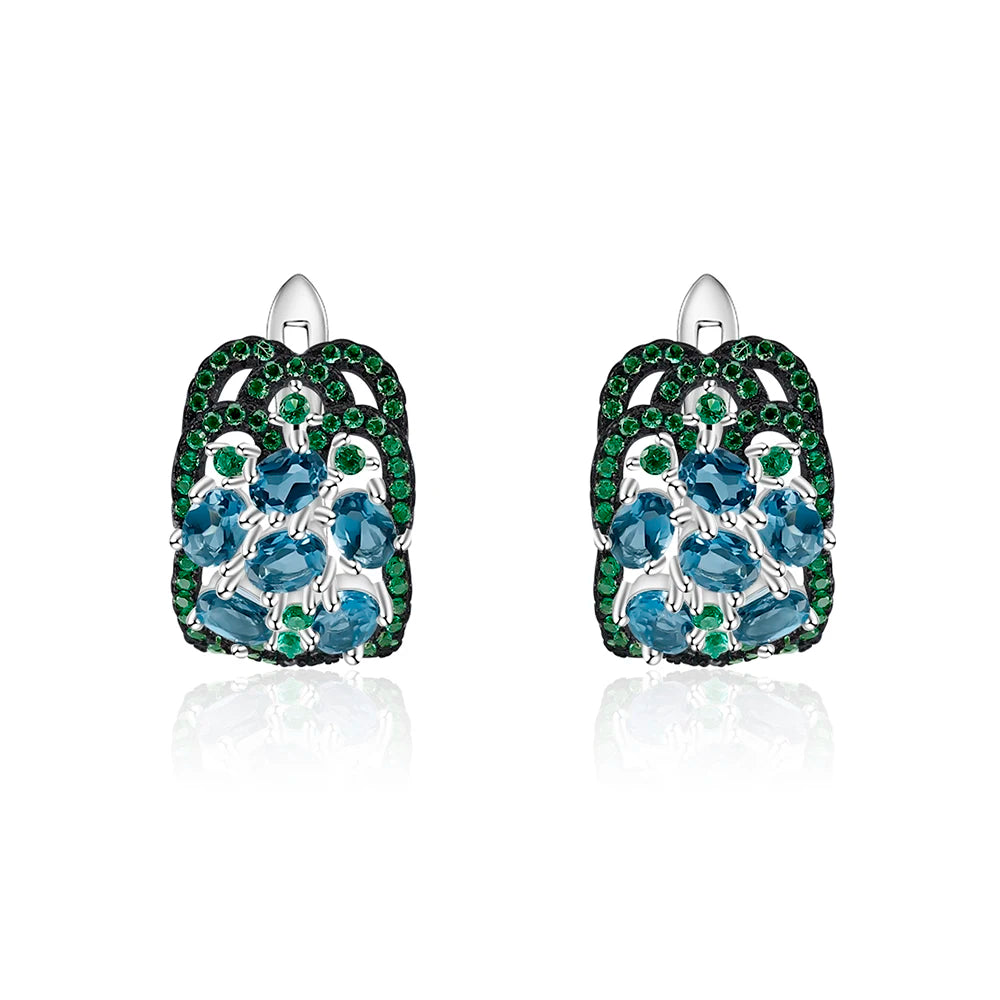 GEM'S BALLET 3.0Ct Natural Rhodolite Garnet Gemstone Earrings 925 Sterling Silver Women's Vintage Earrings Fine Jewelry