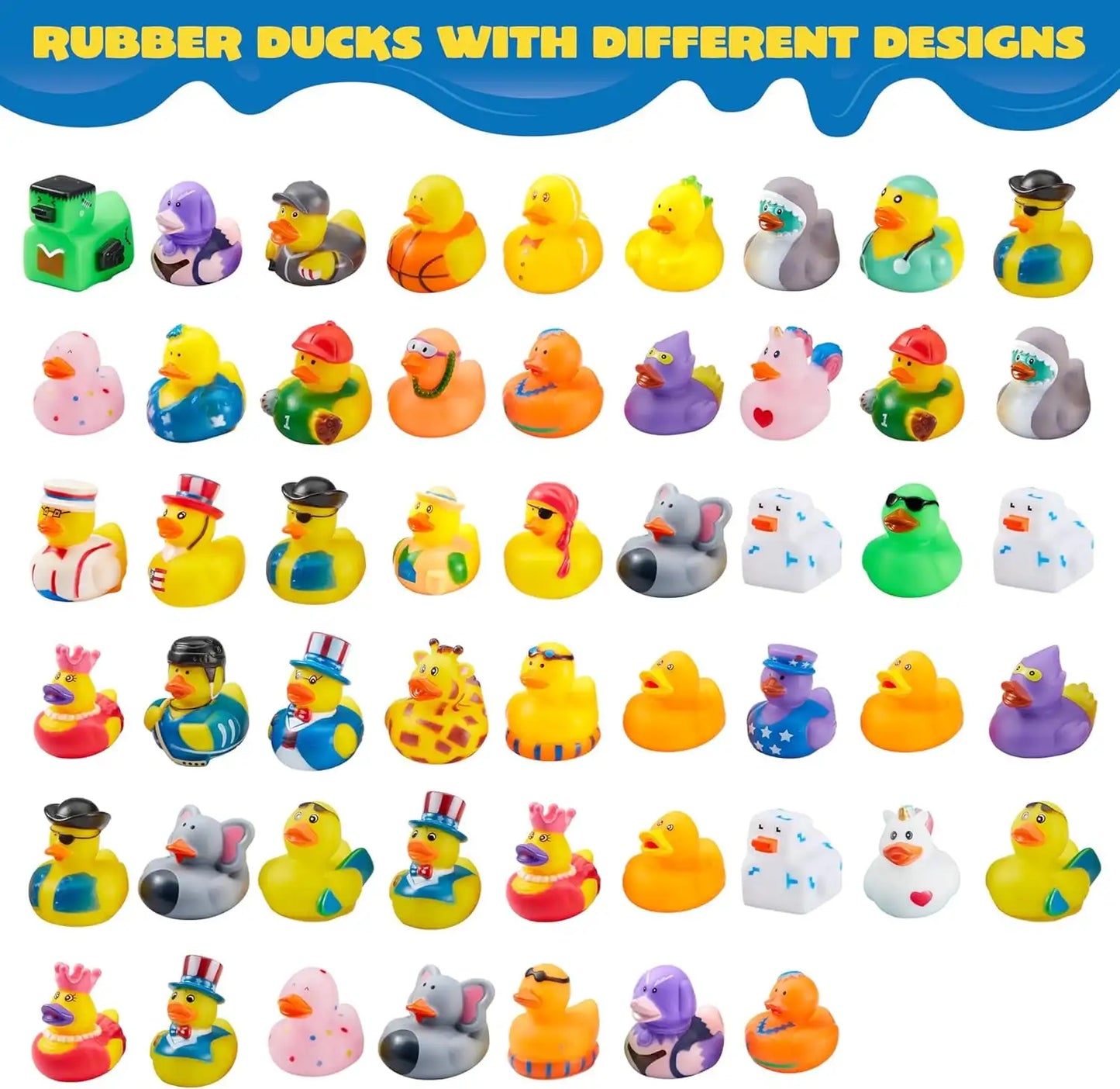 Joyfy Rubber Ducks Random Assortment Mini Rubber Duckie Toys for Kids Bath Shower Toys Birthday Gifts Summer Beach Pool Activity