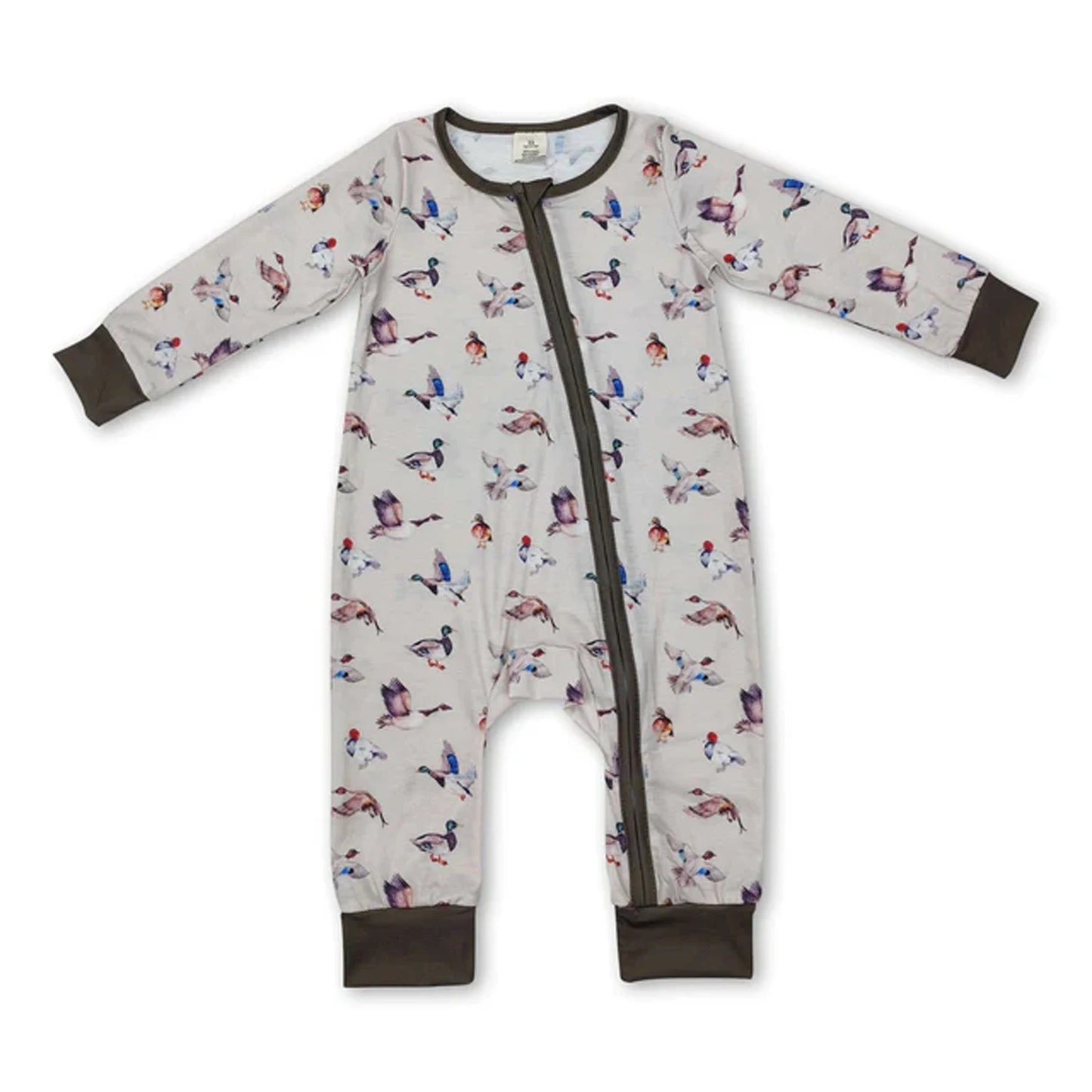 All Over Print Bamboo Baby Zipper Romper Long Sleeve Infant Sleeper Jumpsuit Hunting Camo Floral Newborn Sleepwear