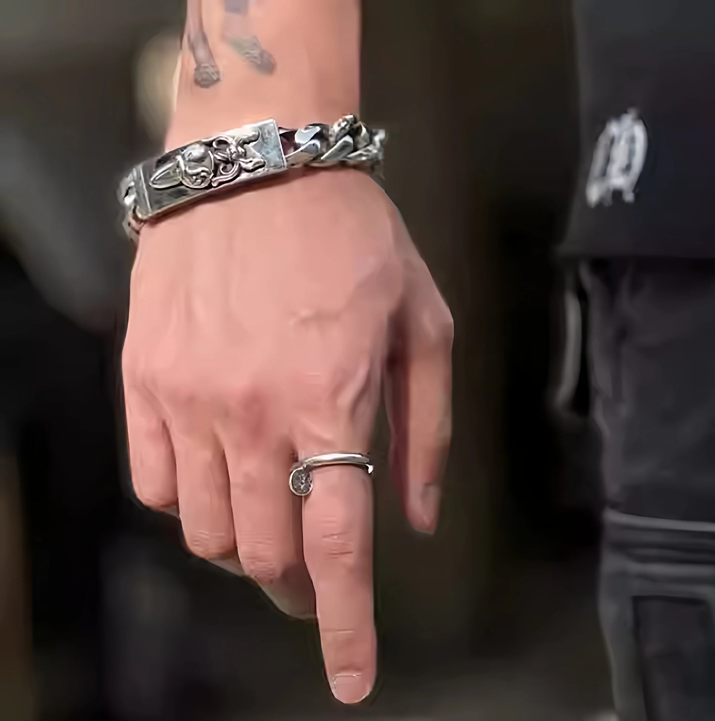 S925 Sterling Silver Retro Old Flat Nail Ring European and American Men and Women Niche Personality Unique Design