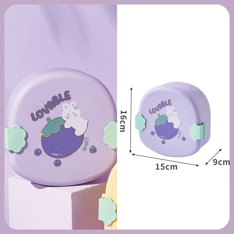 Cartoon Bento Lunch Box for Kids, Leakproof Lunch Fruit Container for Girls, Boys, Toddlers with 2-3 Compartments,Microwave Safe