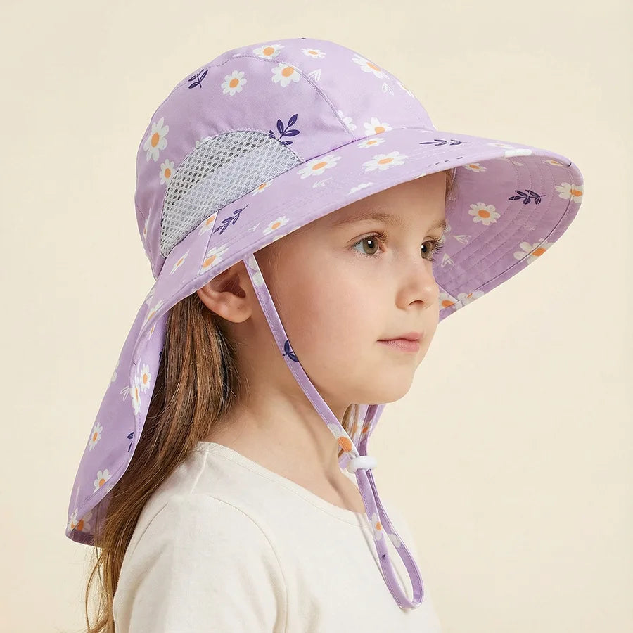 Side Net Fabric Children's Sun Hat with Side Mesh, Sun Hat for Protection From The Sun, Sunshade Shawl Hat, Original Large Brim