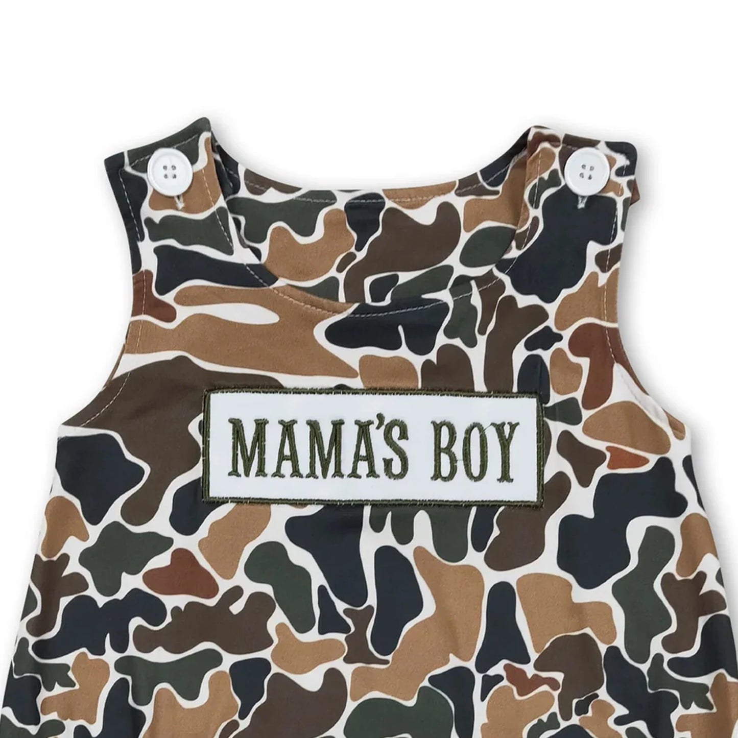 MAMA'S BOY Embroidered Camouflage Baby Romper Sleeveless Infant Outfit Comfortable Soft Fabric Baby Clothing