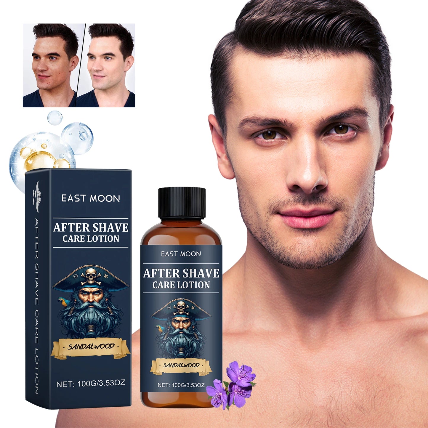 East Moon Eliminates Burn Soothes Redness Deeply Moisturize Skin Men Aftershave Liquid Calms Refreshes After Shave Care Lotion