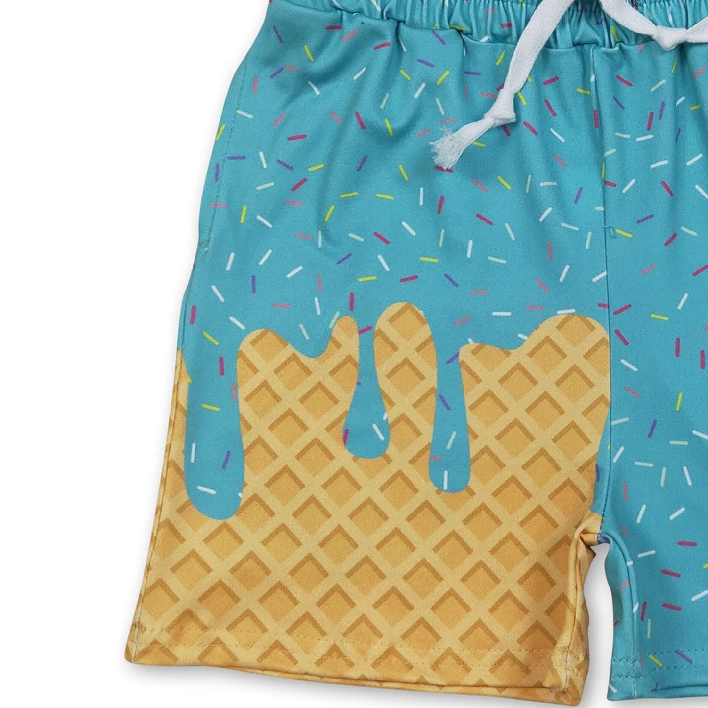 Teal Ice Cream Sprinkle Baby Kids Summer Team Shorts for Active Kids Comfortable Lightweight Clothing