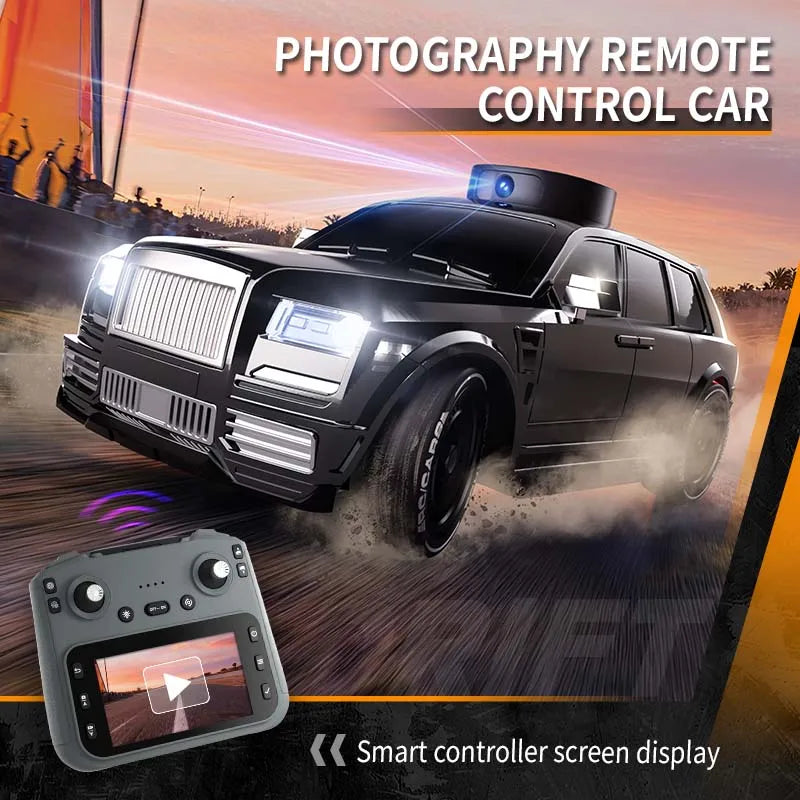 1/24 RC Drift Car with HD Camera, 4WD High Speed FPV Remote Control Car with Dual Joystick Screen Remote, Rotatable & Elevating Camera Live Video, Indoor Outdoor Racing Toy, Birthday Christmas Gift for Kids Boys