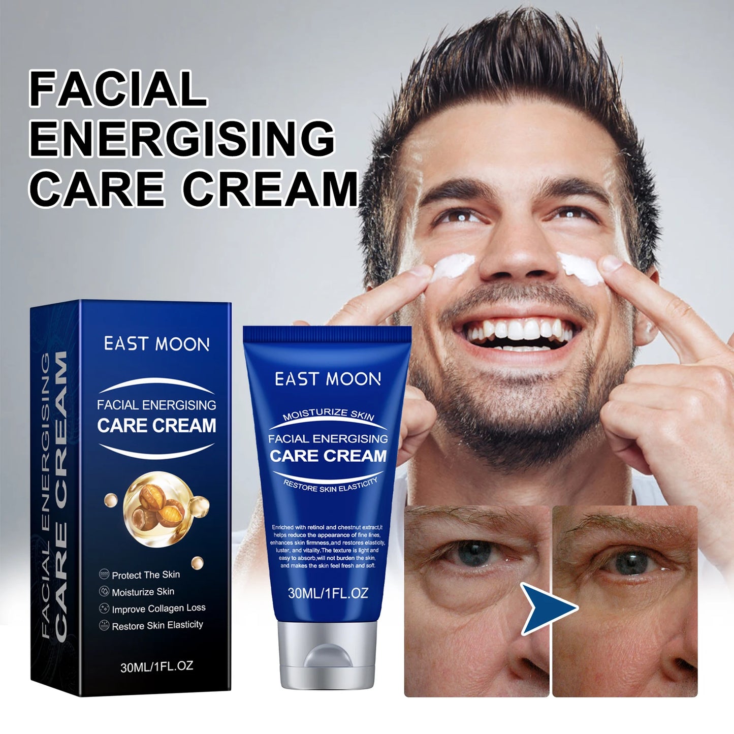 East Moon 30ml Men's Moisturizing Lotion Firming Nourish Facial Skin Anti Aging Oil Control Shrink Pores Brighten Men Lotion