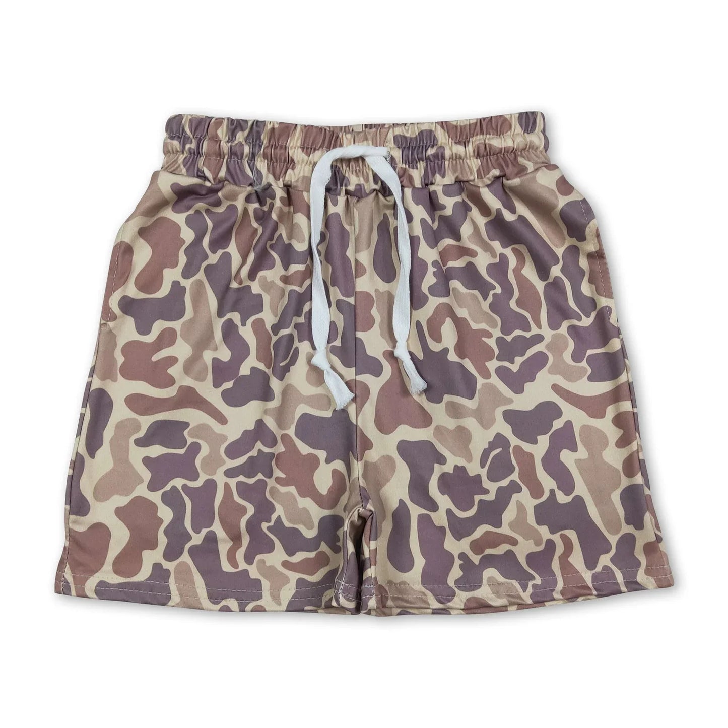 Kids Boys Khaki Camo Elastic Shorts with Pockets Summer Casual Loose Fit Clothing for Boys