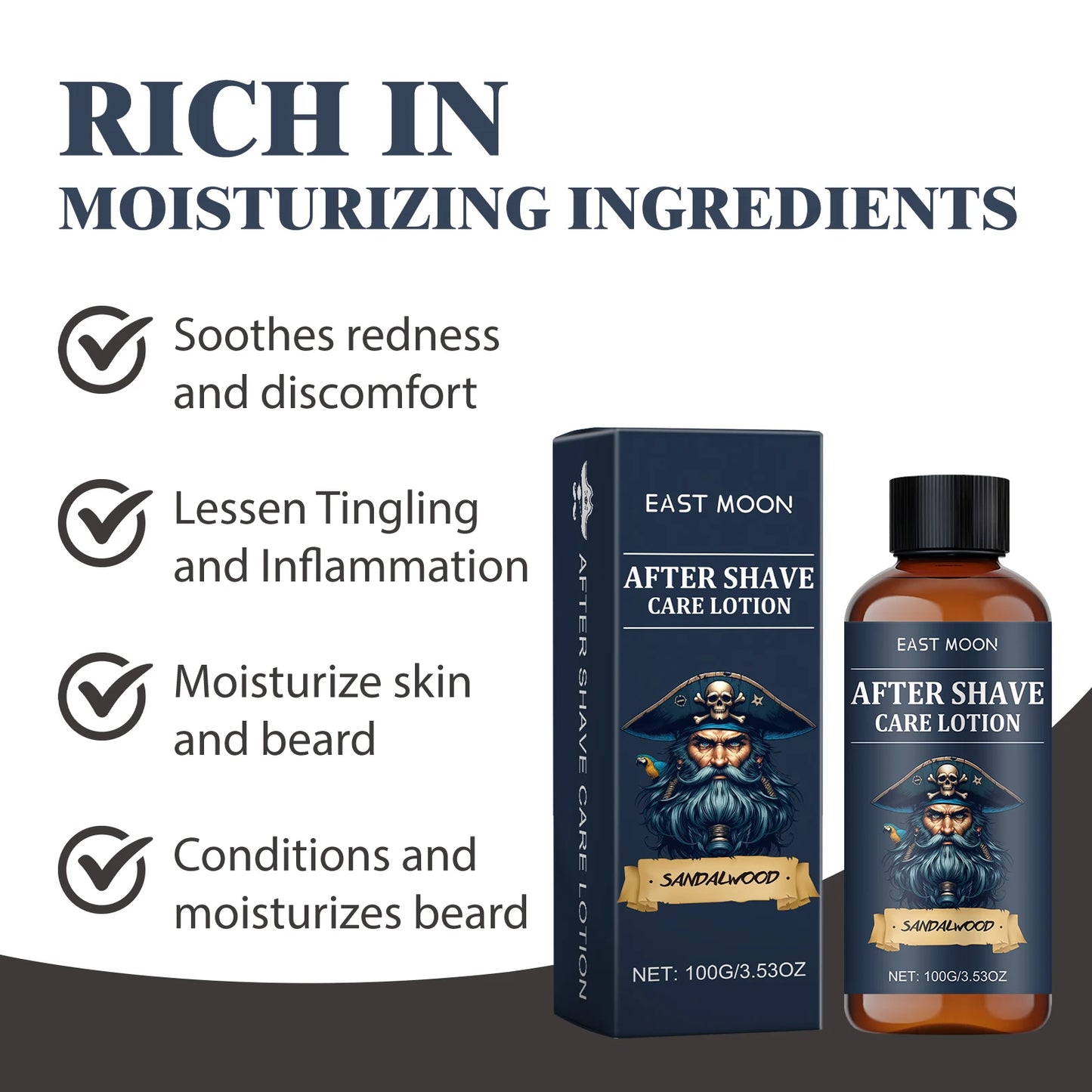 East Moon Eliminates Burn Soothes Redness Deeply Moisturize Skin Men Aftershave Liquid Calms Refreshes After Shave Care Lotion