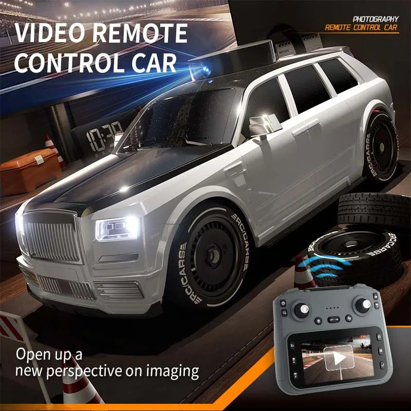 1/24 RC Drift Car with HD Camera, 4WD High Speed FPV Remote Control Car with Dual Joystick Screen Remote, Rotatable & Elevating Camera Live Video, Indoor Outdoor Racing Toy, Birthday Christmas Gift for Kids Boys