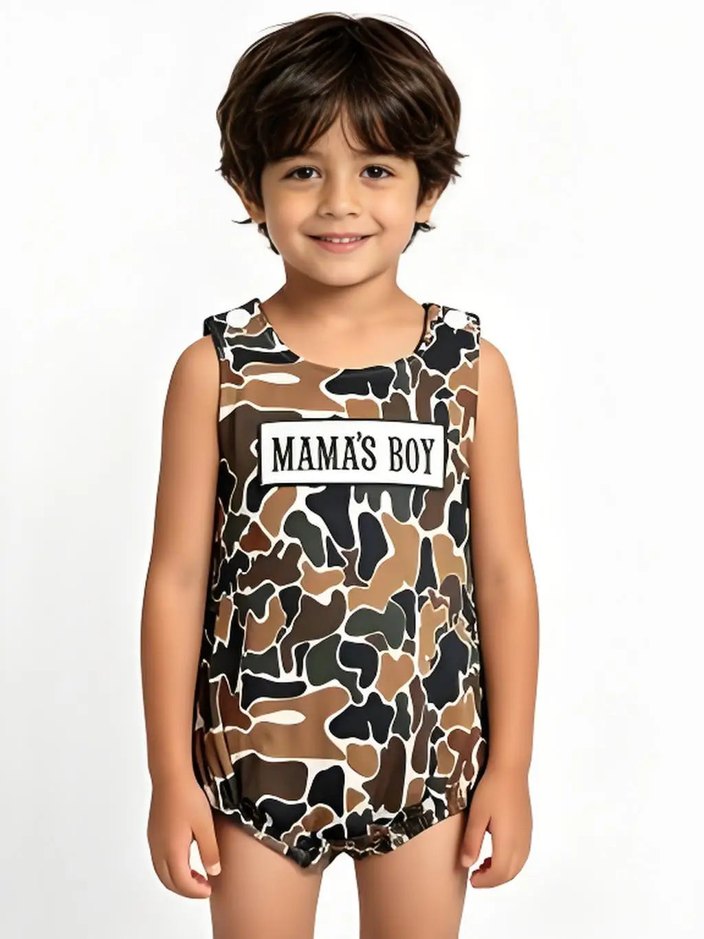 MAMA'S BOY Embroidered Camouflage Baby Romper Sleeveless Infant Outfit Comfortable Soft Fabric Baby Clothing