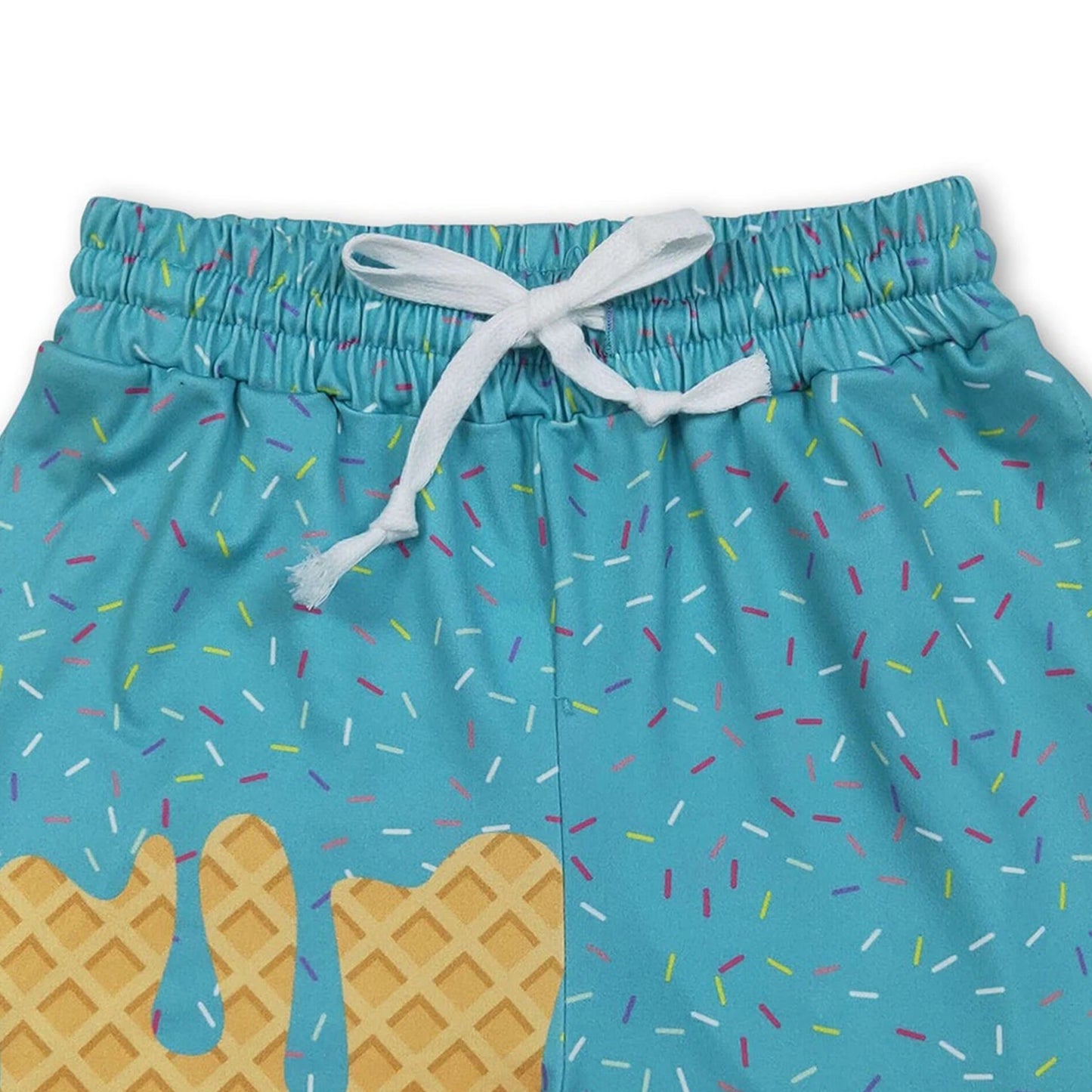 Teal Ice Cream Sprinkle Baby Kids Summer Team Shorts for Active Kids Comfortable Lightweight Clothing