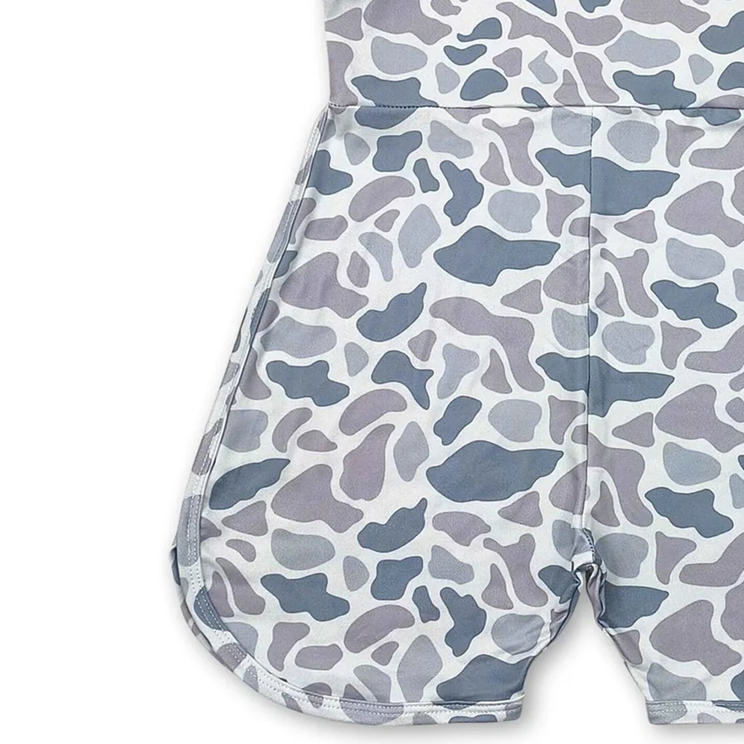 Kids Grey Camo Jumpsuit with Straps Short Length Girls Overall Romper