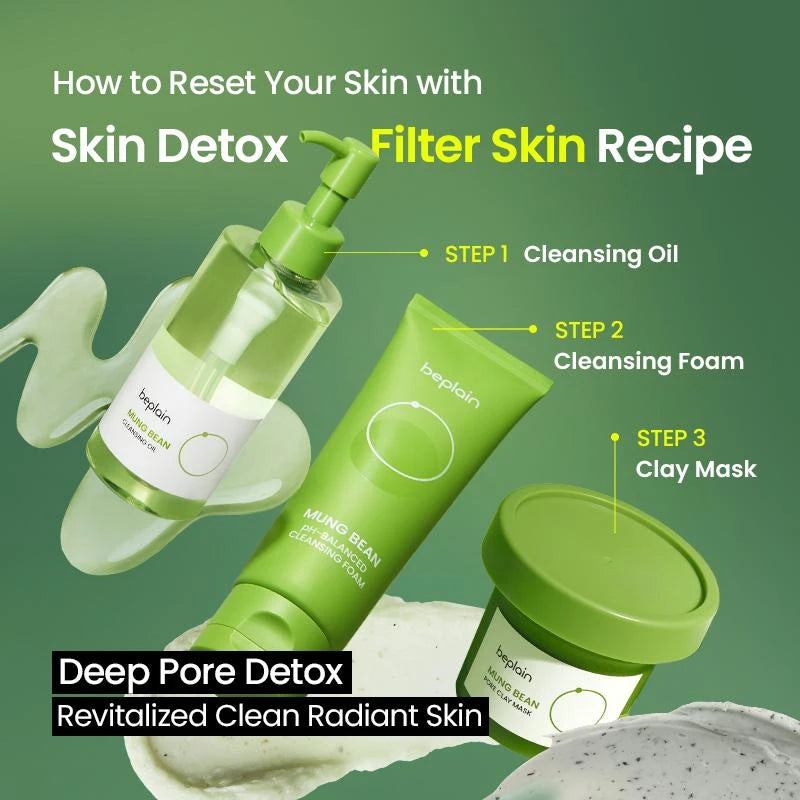 Beplain Skin Detox Trio | Korea's No.1 | Skin Repair | Cleanser | Korean Skincare | Foam | Clay | Glow Kit | Special Porecare
