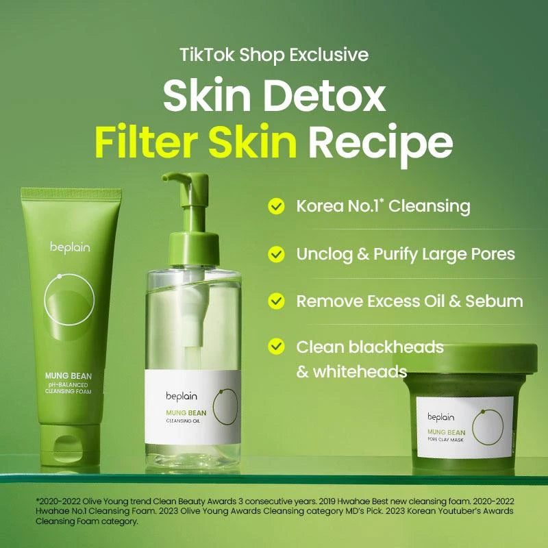 Beplain Skin Detox Trio | Korea's No.1 | Skin Repair | Cleanser | Korean Skincare | Foam | Clay | Glow Kit | Special Porecare