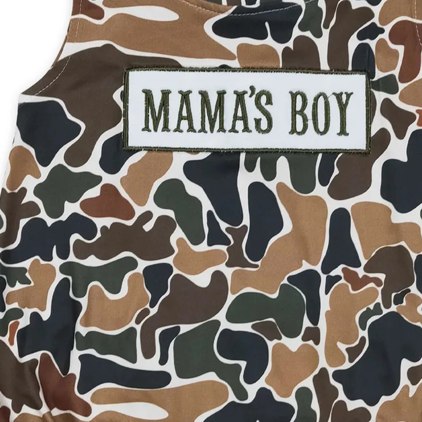 MAMA'S BOY Embroidered Camouflage Baby Romper Sleeveless Infant Outfit Comfortable Soft Fabric Baby Clothing