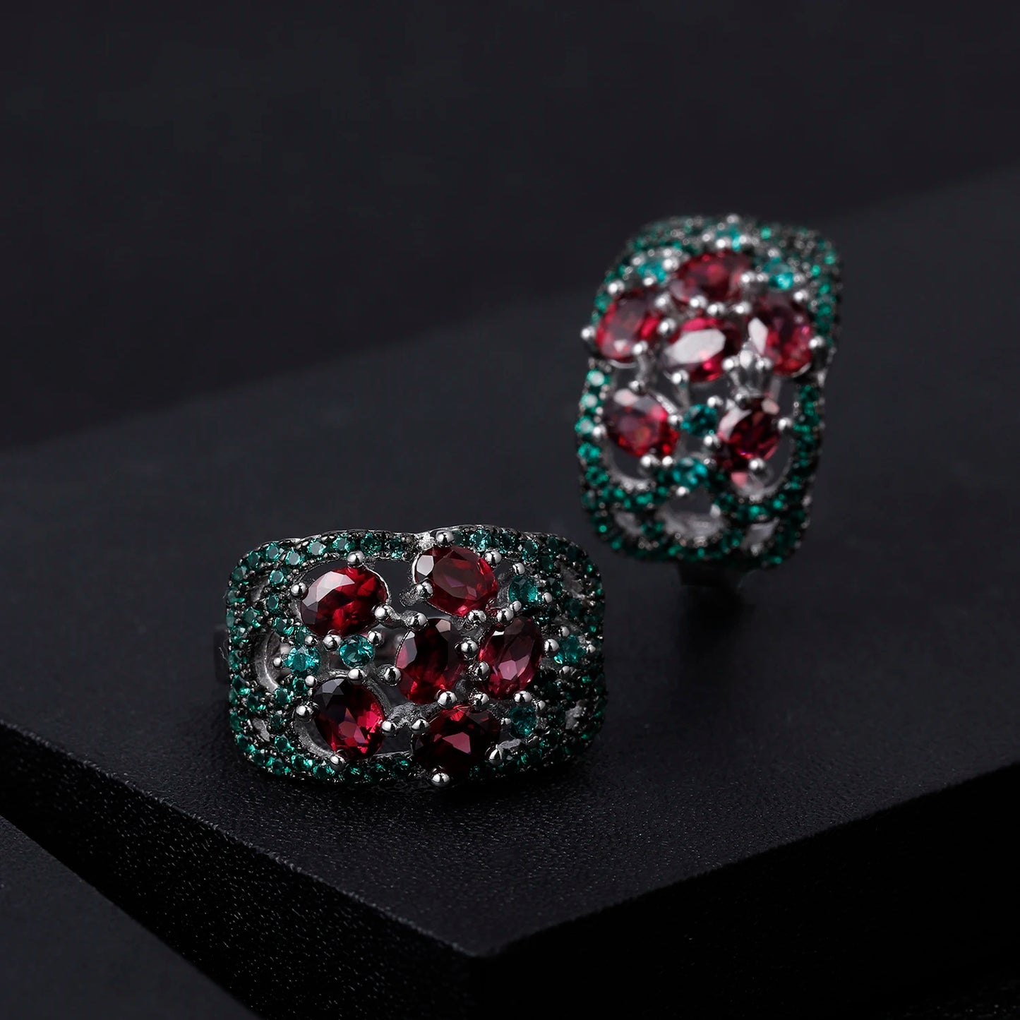 GEM'S BALLET 3.0Ct Natural Rhodolite Garnet Gemstone Earrings 925 Sterling Silver Women's Vintage Earrings Fine Jewelry