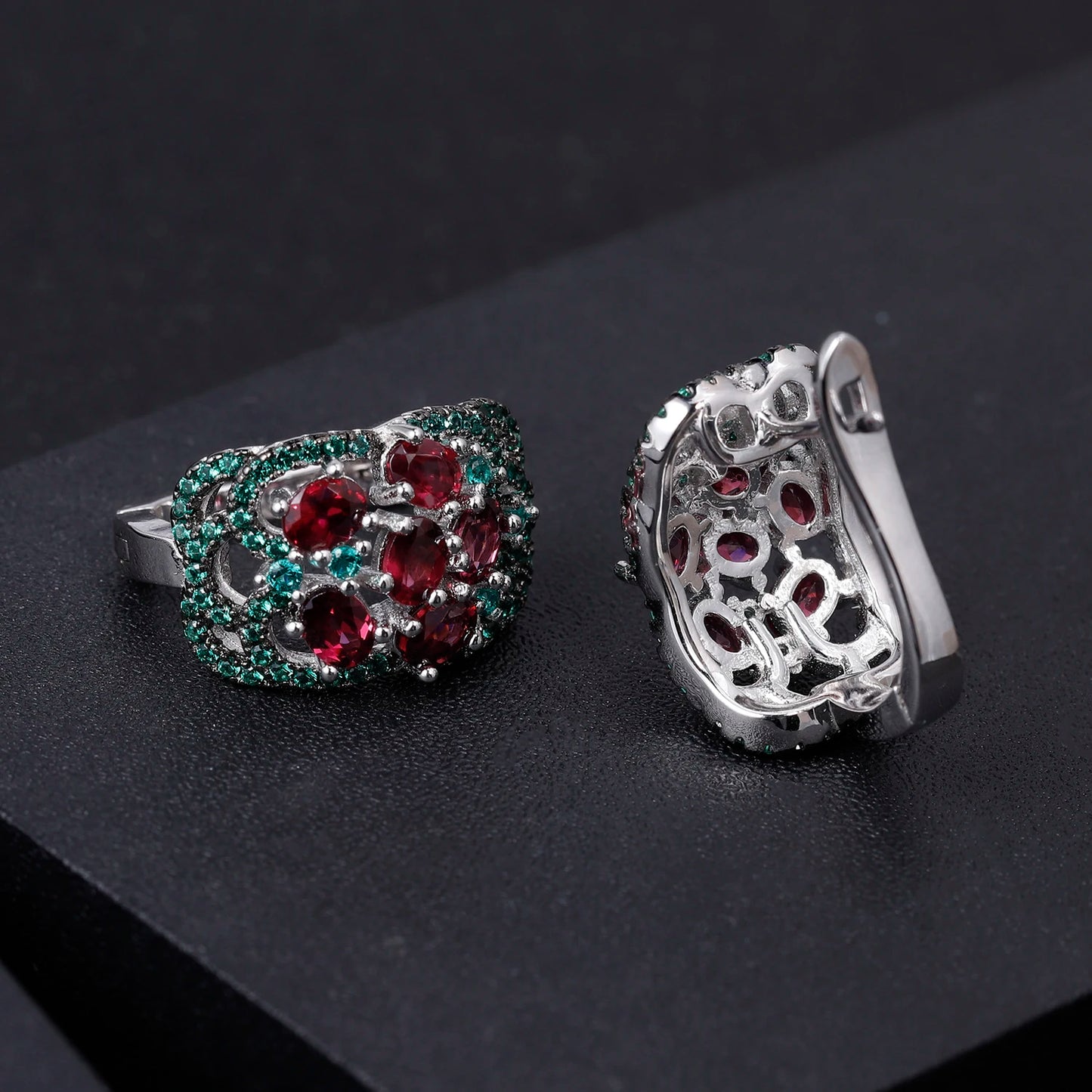 GEM'S BALLET 3.0Ct Natural Rhodolite Garnet Gemstone Earrings 925 Sterling Silver Women's Vintage Earrings Fine Jewelry