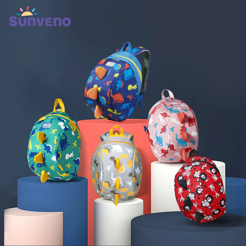 Sunveno Children's Backpack Bag for Boys Girls Toddler Preschool Kids Lunch Bag – Safety Harness Leash,Dinosaur, Lightweight