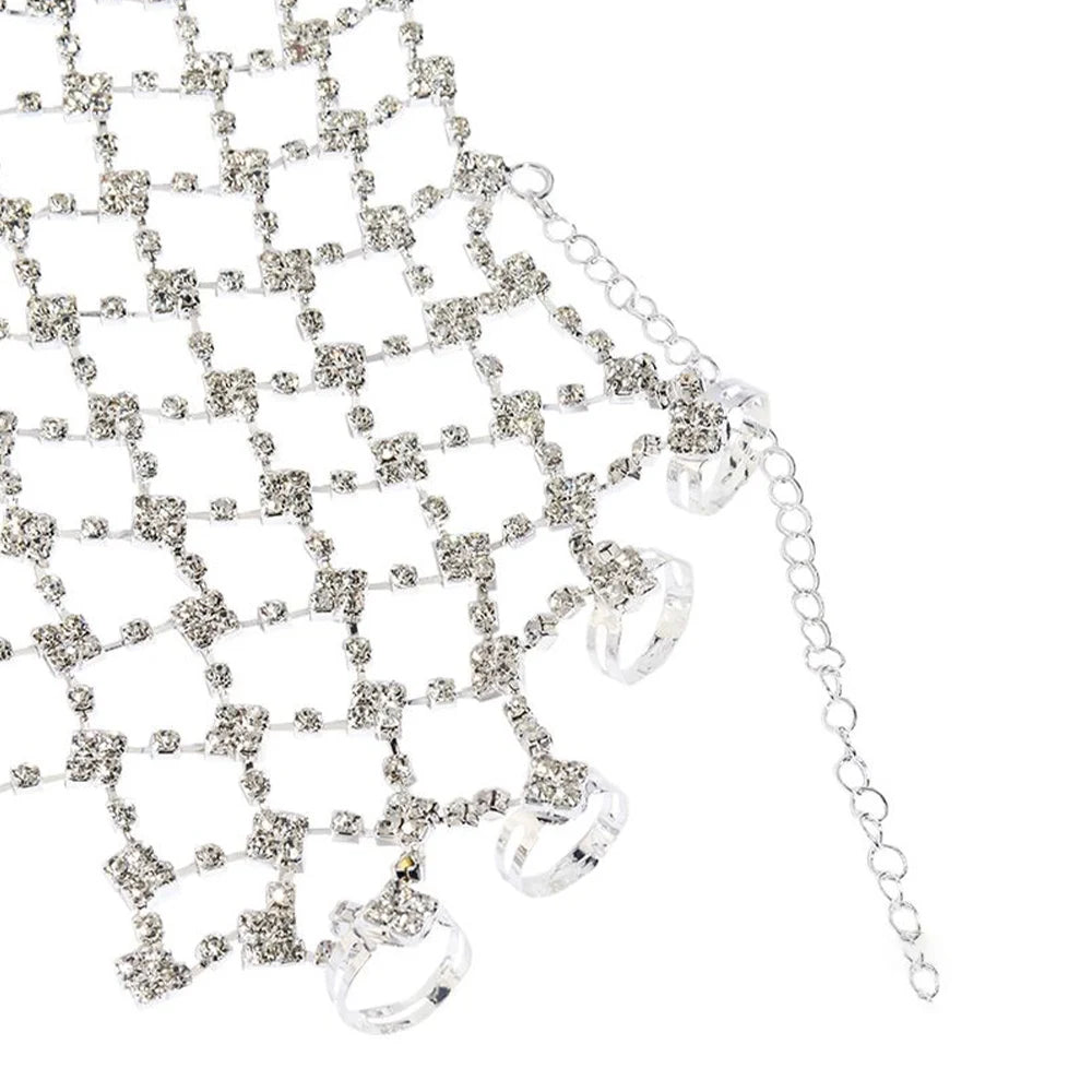 Stonefans Long Mesh Bracelet Women Luxury Performance Charm Fashion Ring Arm Chain Jewelry Hand Accessory Wedding Dangle Party