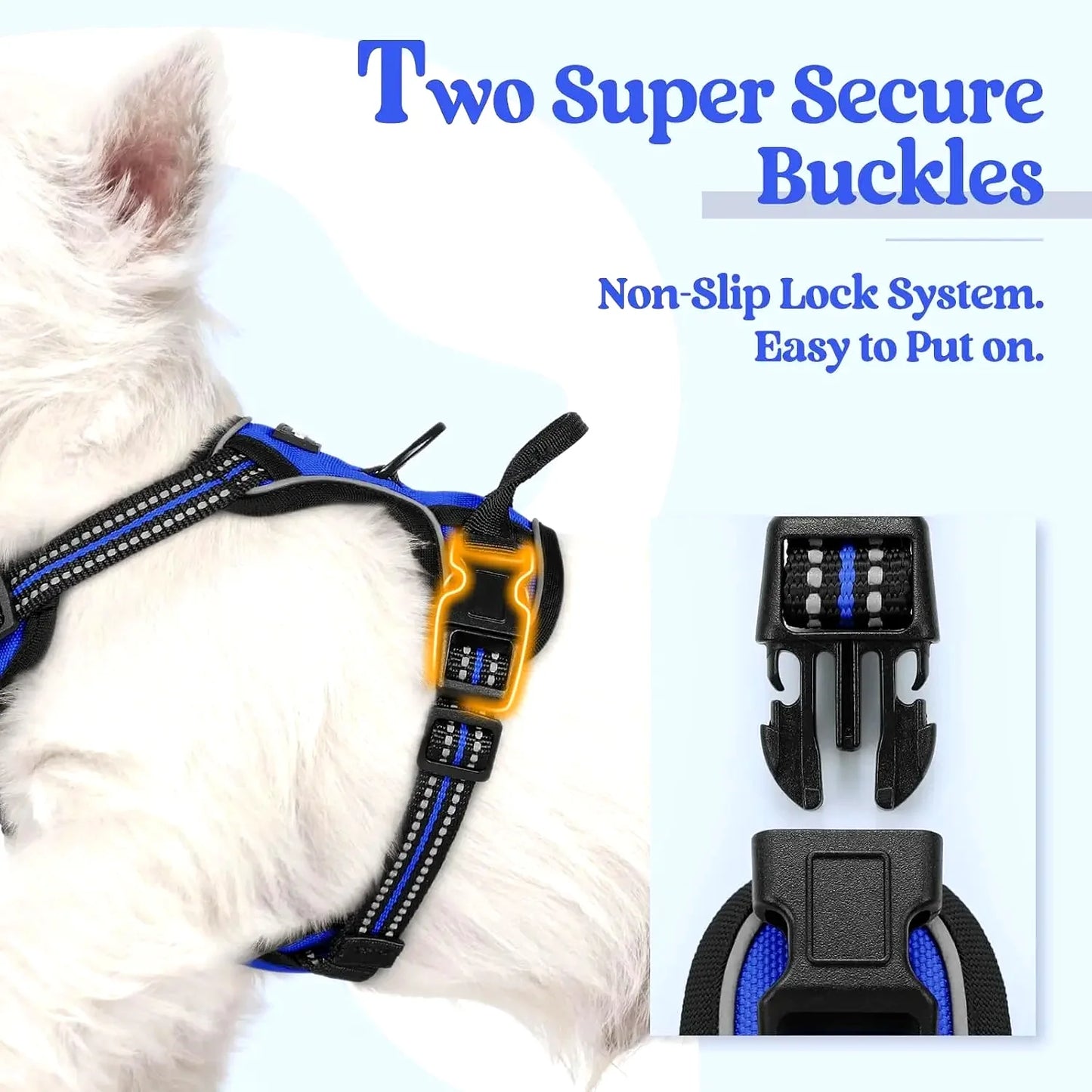 Dog Harness No Pull with 2 Leash Clips, Adjustable Soft Padded Reflective Vest for Small Dogs, Easy Control Handle, Dazzling