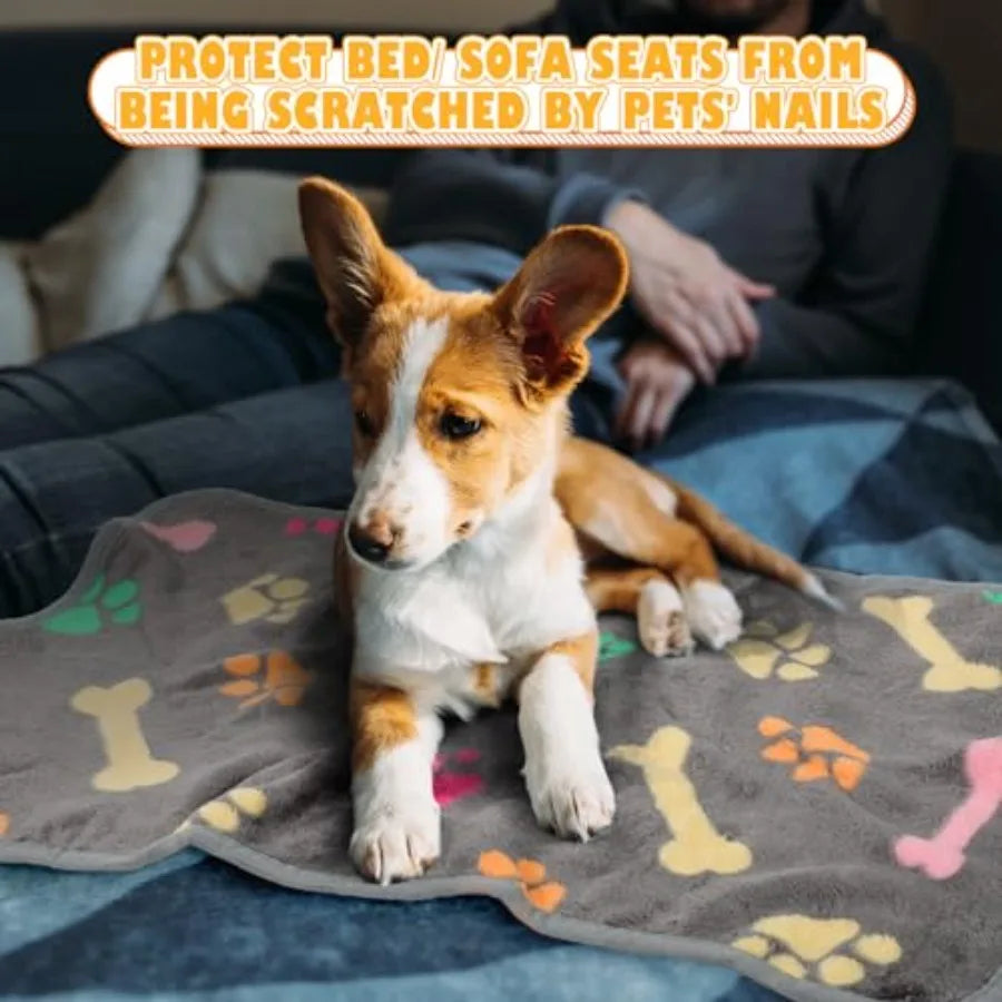 18 Pcs Fleece Pet Blanket Soft Warm Sleep Mat Fluffy Cute Puppy Supplies Paw Bone Star Elephant Dot Heart Print Design Bed Blan