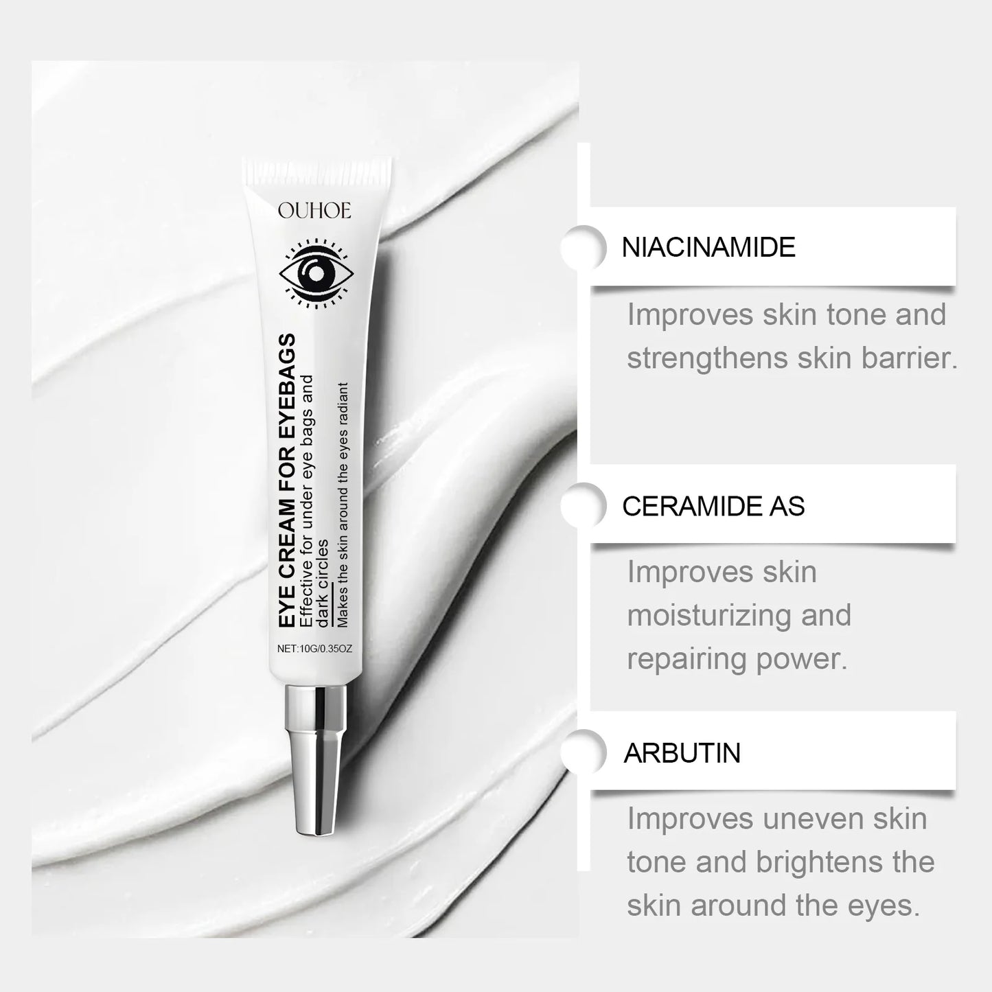 Ouhoe Collagen Eye Cream Hyaluronic Acid Deep Moisturizing Lightens Dark Circles Firms Skin Instant Eye Repair Serum Stick