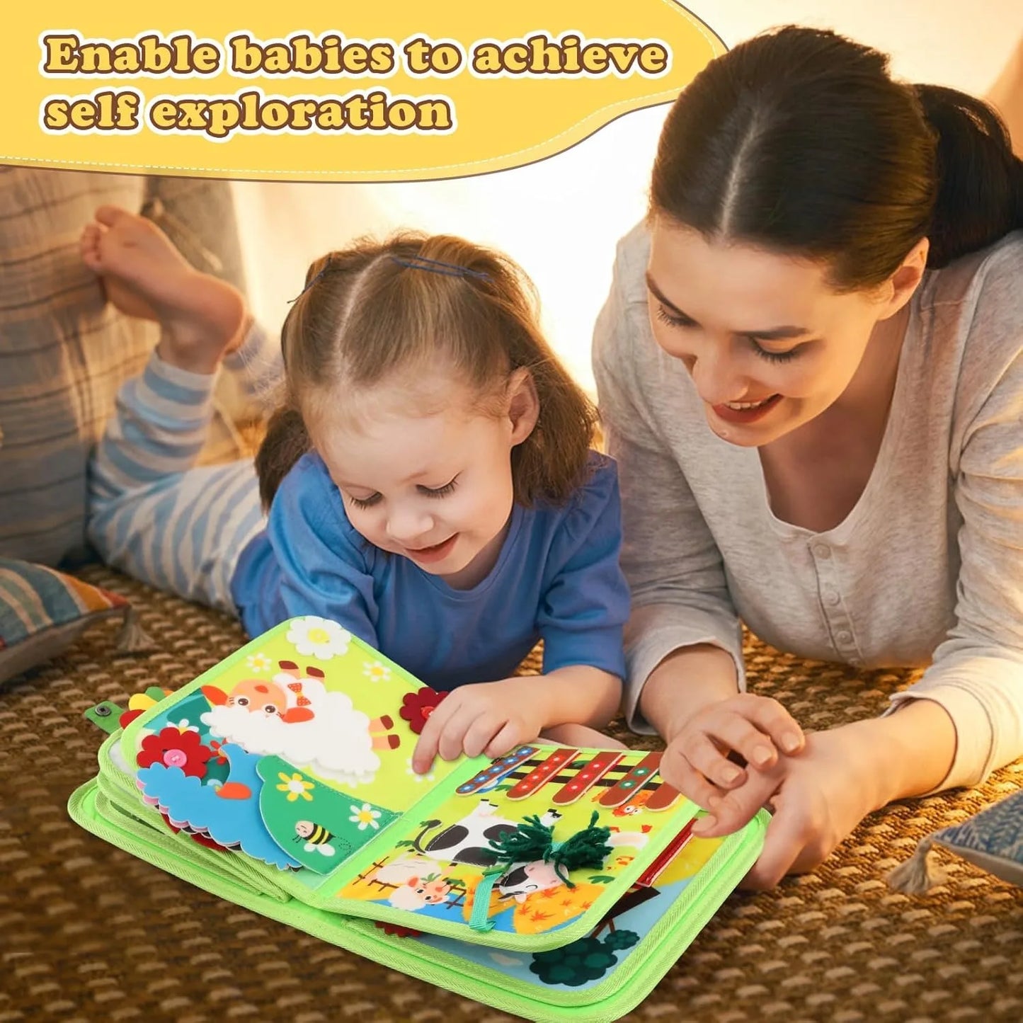 Children's baby early education intelligence learning baby toys felt learning board, busy board, busy book, cloth book, including life skills, alphabet, numbers, shapes colors, animals, weather, toddler travel toys, birthday